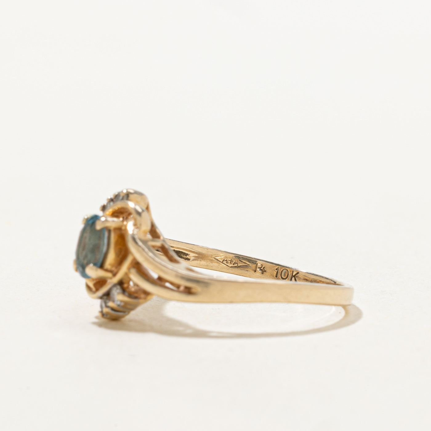 Blue Topaz & Diamond Openwork Bypass Ring | 0.25ct, 0.04ctw | SZ 6.0 |