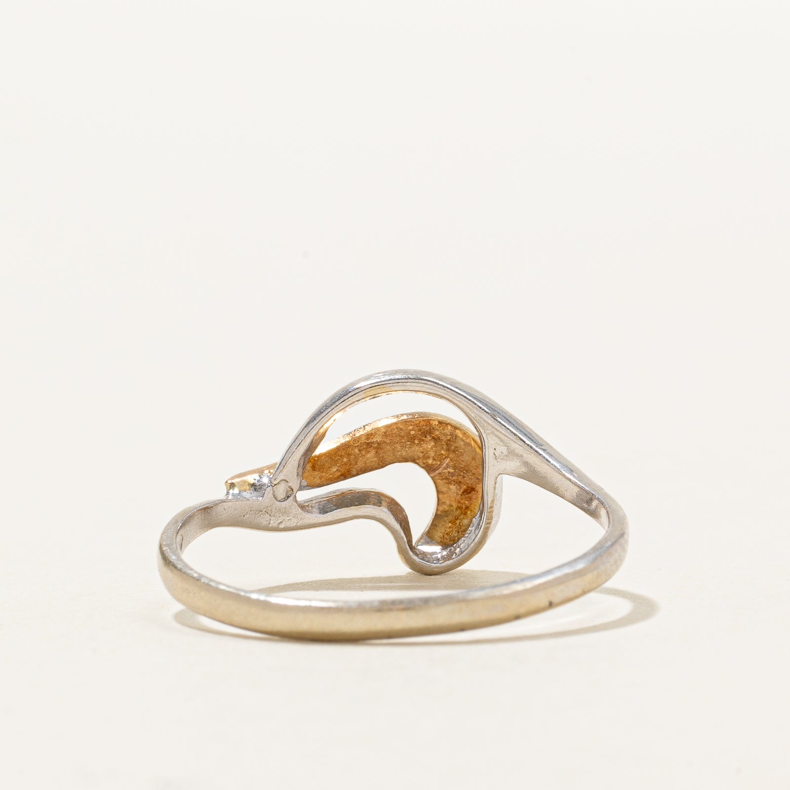 14k Two Tone Gold Wave Bypass Ring | SZ 8.25