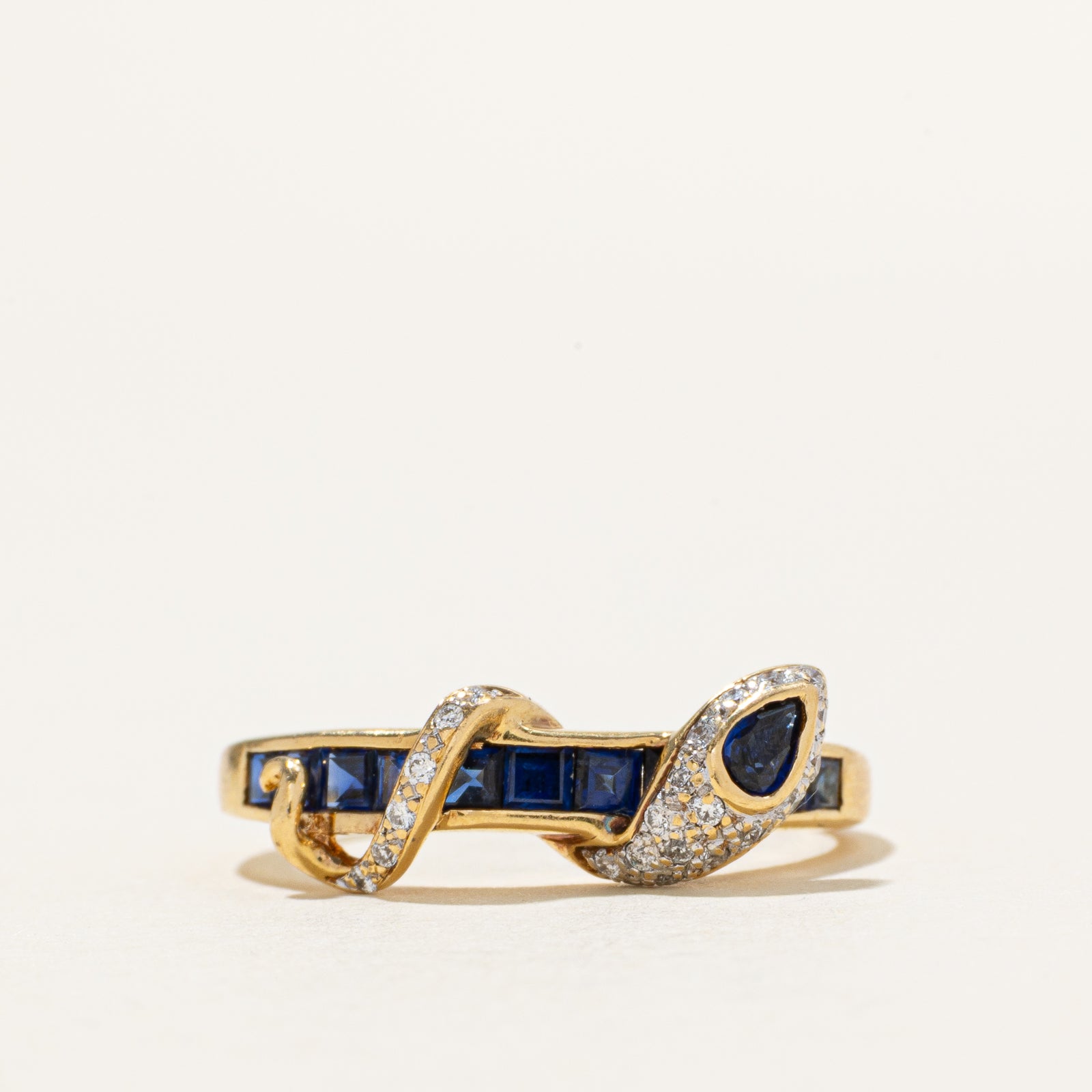 18k Sapphire & Diamond Snake Ring | 0.50ctw | 0.12ctw | SZ 6.75