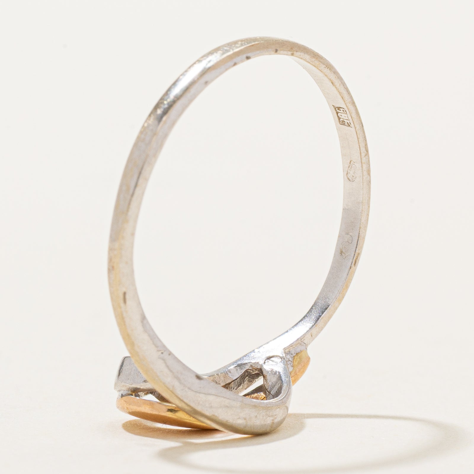 14k Two Tone Gold Wave Bypass Ring | SZ 8.25
