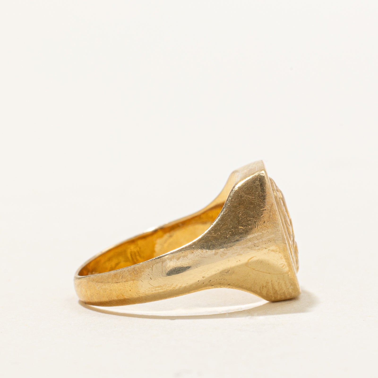 18K Yellow Gold Cameo Hexagonal Signet Ring | SZ 4