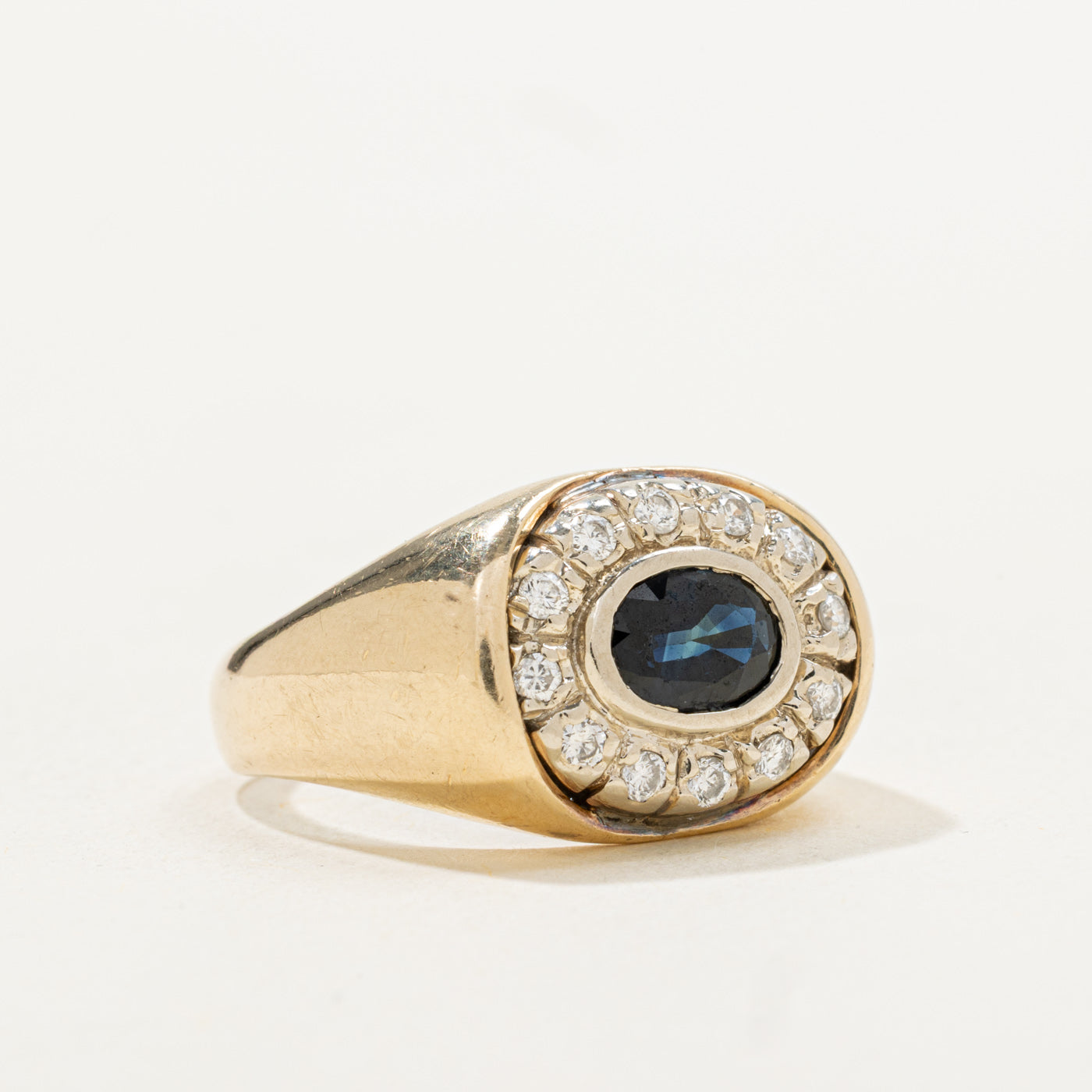 East West Sapphire & Diamond Halo Cocktail Ring | 0.73ct, 0.18ctw | SZ 6.5 |