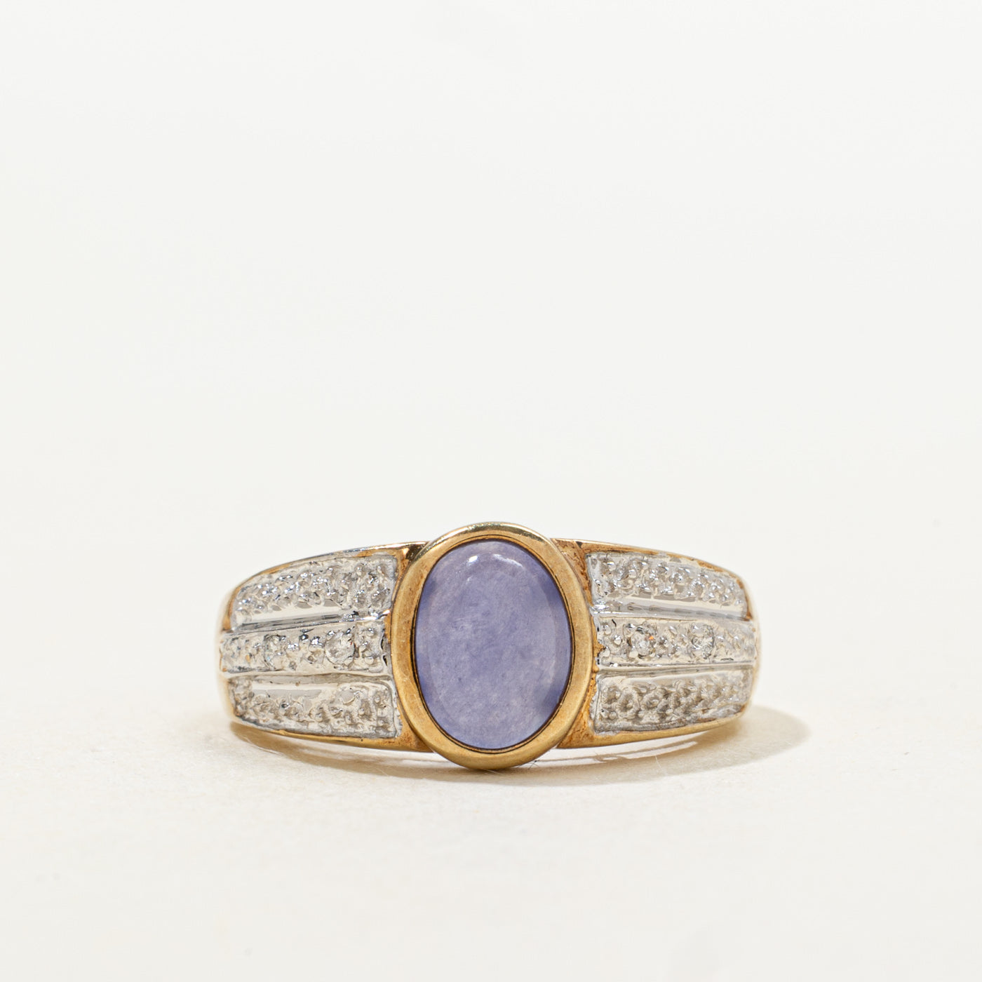 Bezel Set Lavender Jadeite & Diamond Ring | 0.96ct, 0.02ctw | SZ 6.0 |
