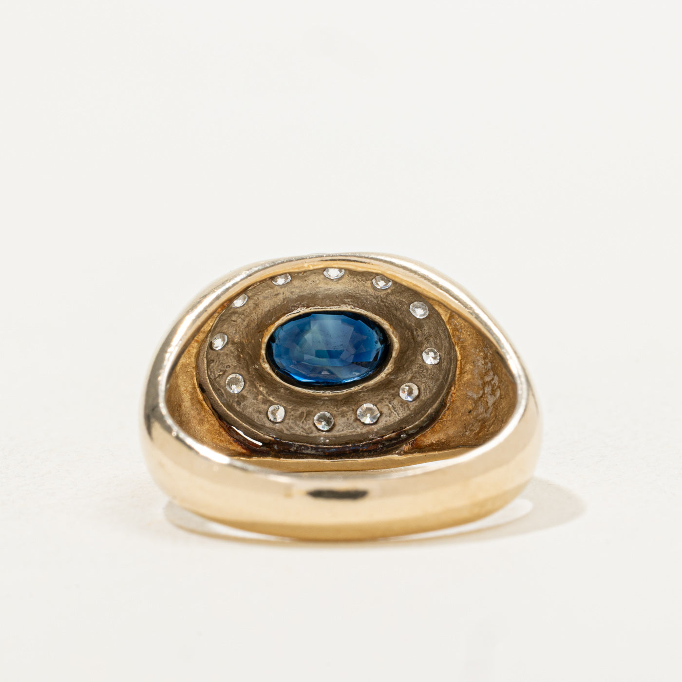 East West Sapphire & Diamond Halo Cocktail Ring | 0.73ct, 0.18ctw | SZ 6.5 |