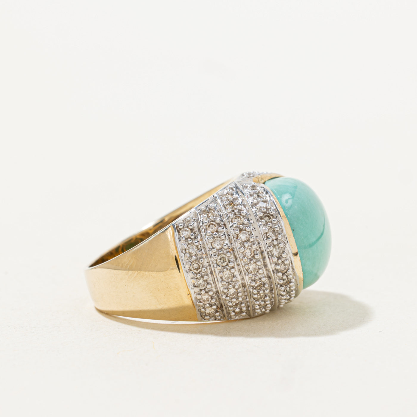 'Le Vian' Bezel Set Turquoise & Diamond Dome Cocktail Ring | 9.0ct, 0.35ctw | SZ 7.0 |
