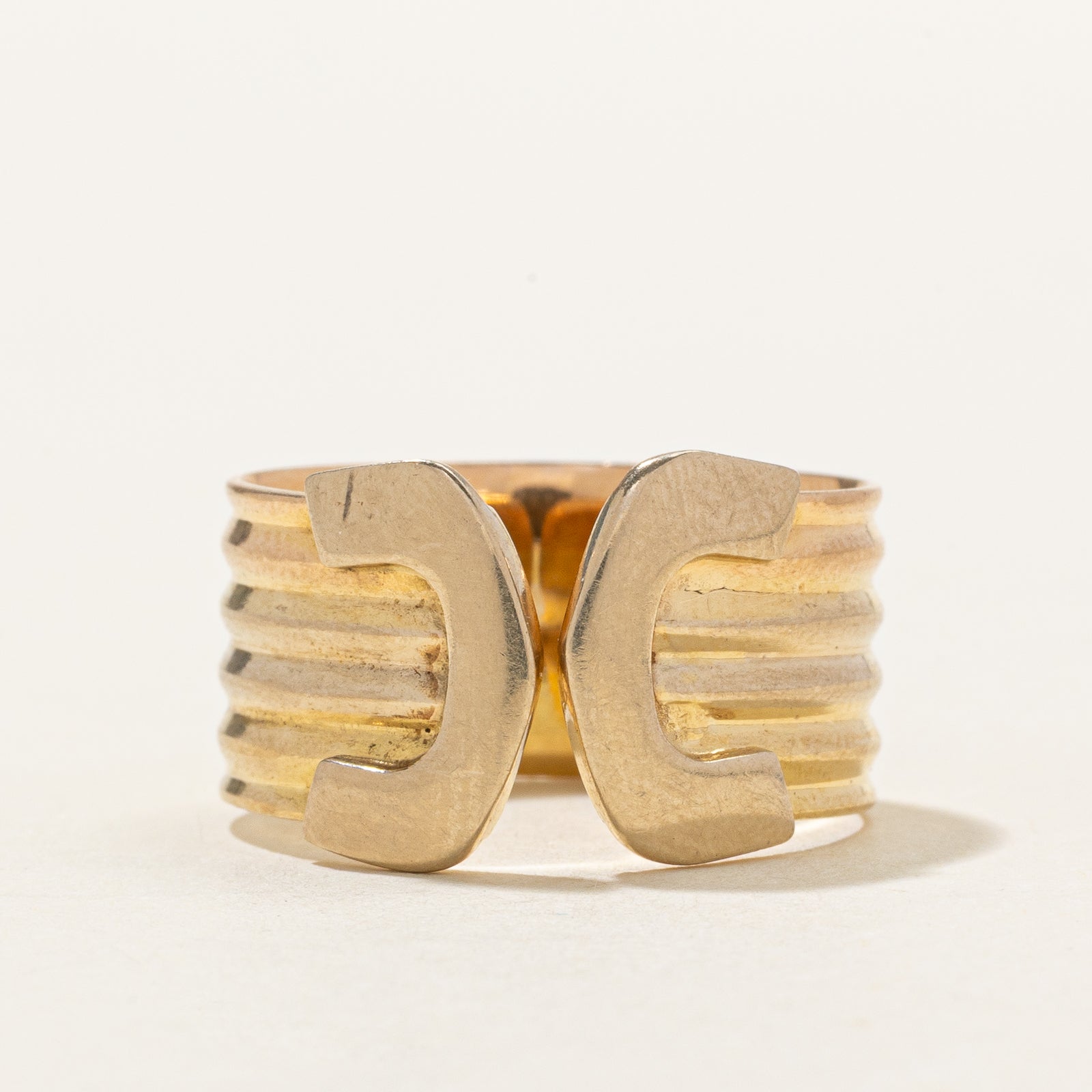 18k Yellow Gold Grooved Gap Ring | SZ 6.5