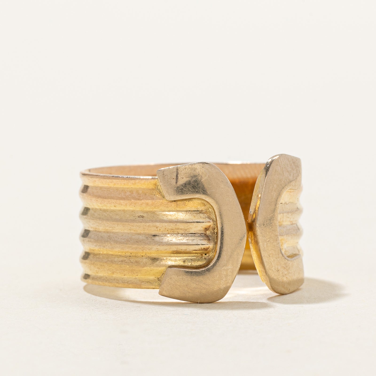 18k Yellow Gold Grooved Gap Ring | SZ 6.5