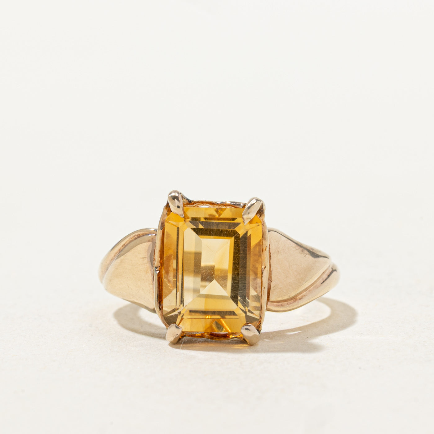Emerald Cut Citrine Tapered Ring | 1.94ct | SZ 4.5 |