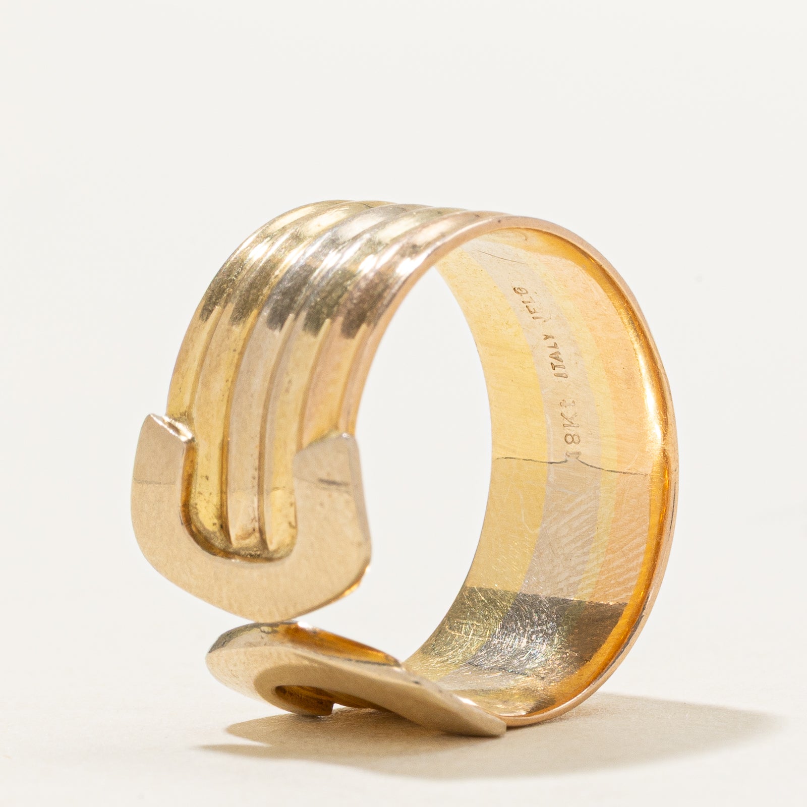 18k Yellow Gold Grooved Gap Ring | SZ 6.5