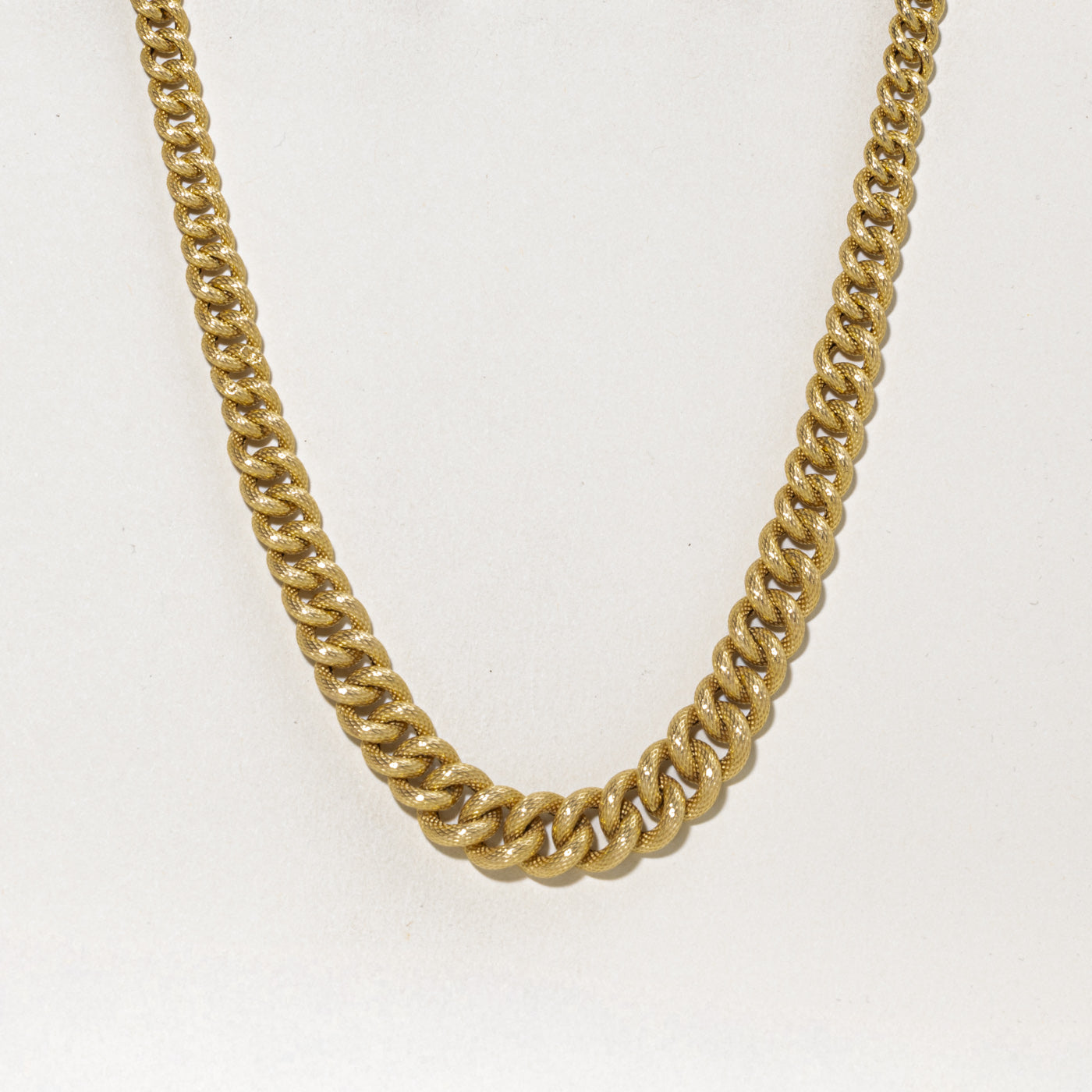 'Birks' Yellow Gold Textured Cuban Link Chain | 17.5"