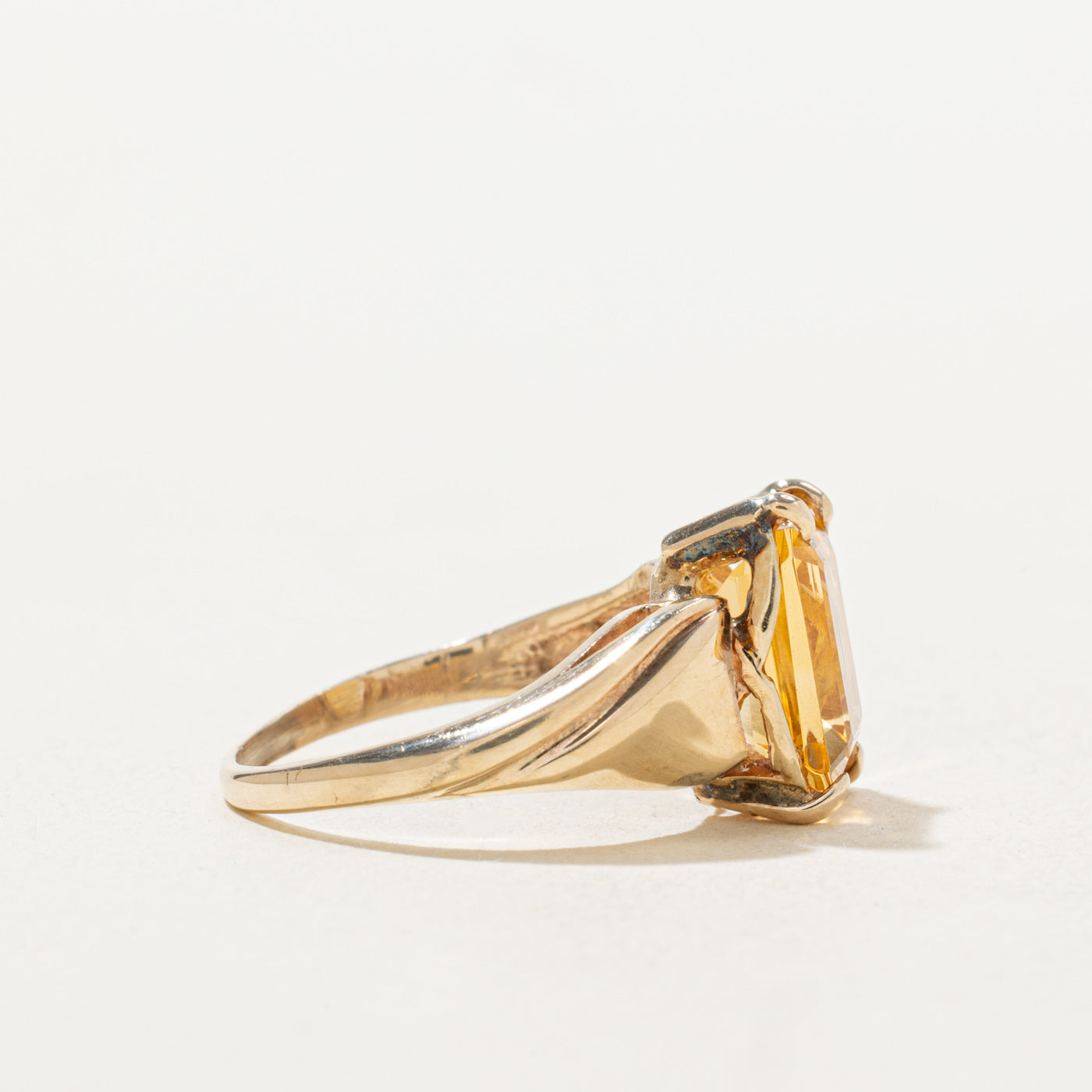 Emerald Cut Citrine Tapered Ring | 1.94ct | SZ 4.5 |