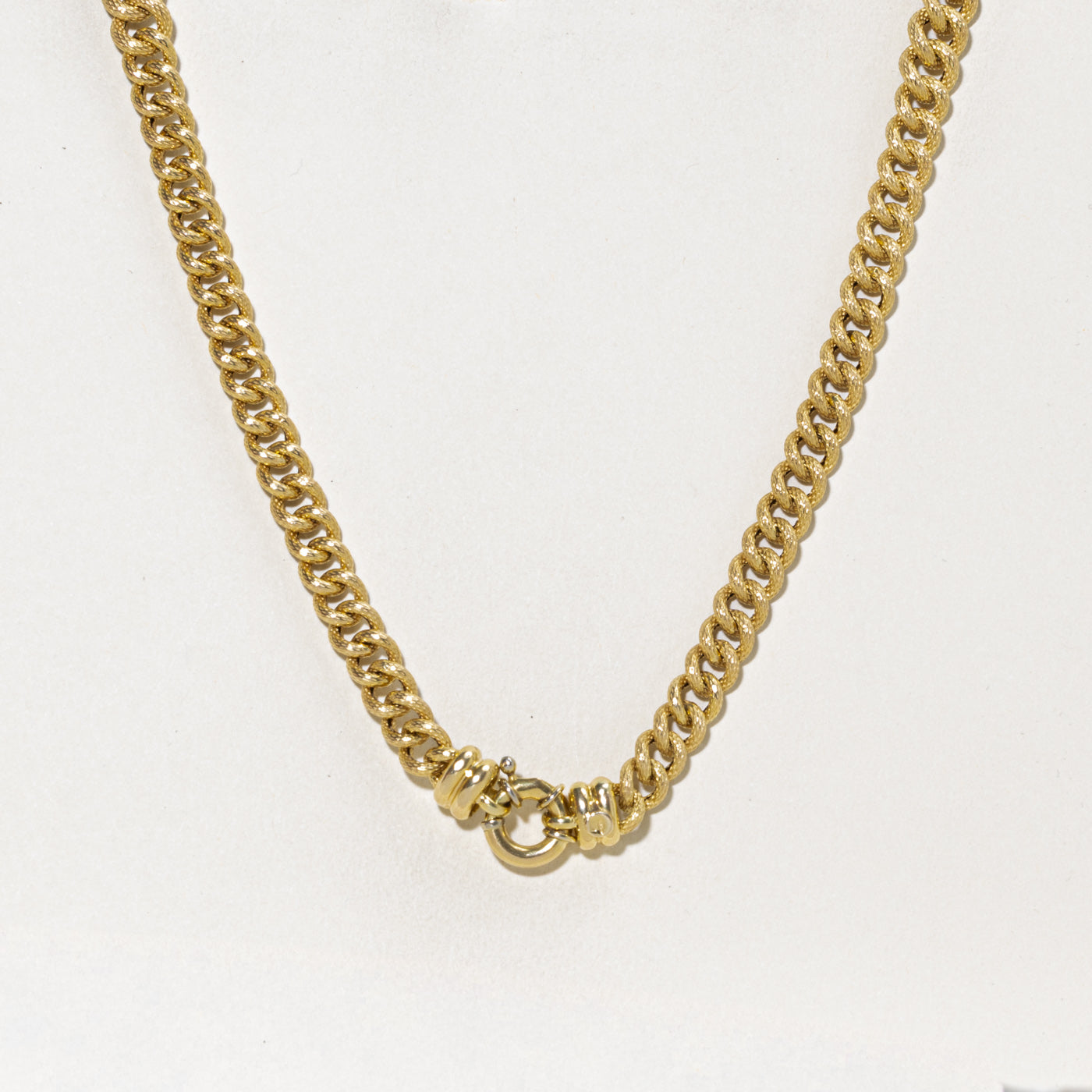 'Birks' Yellow Gold Textured Cuban Link Chain | 17.5"