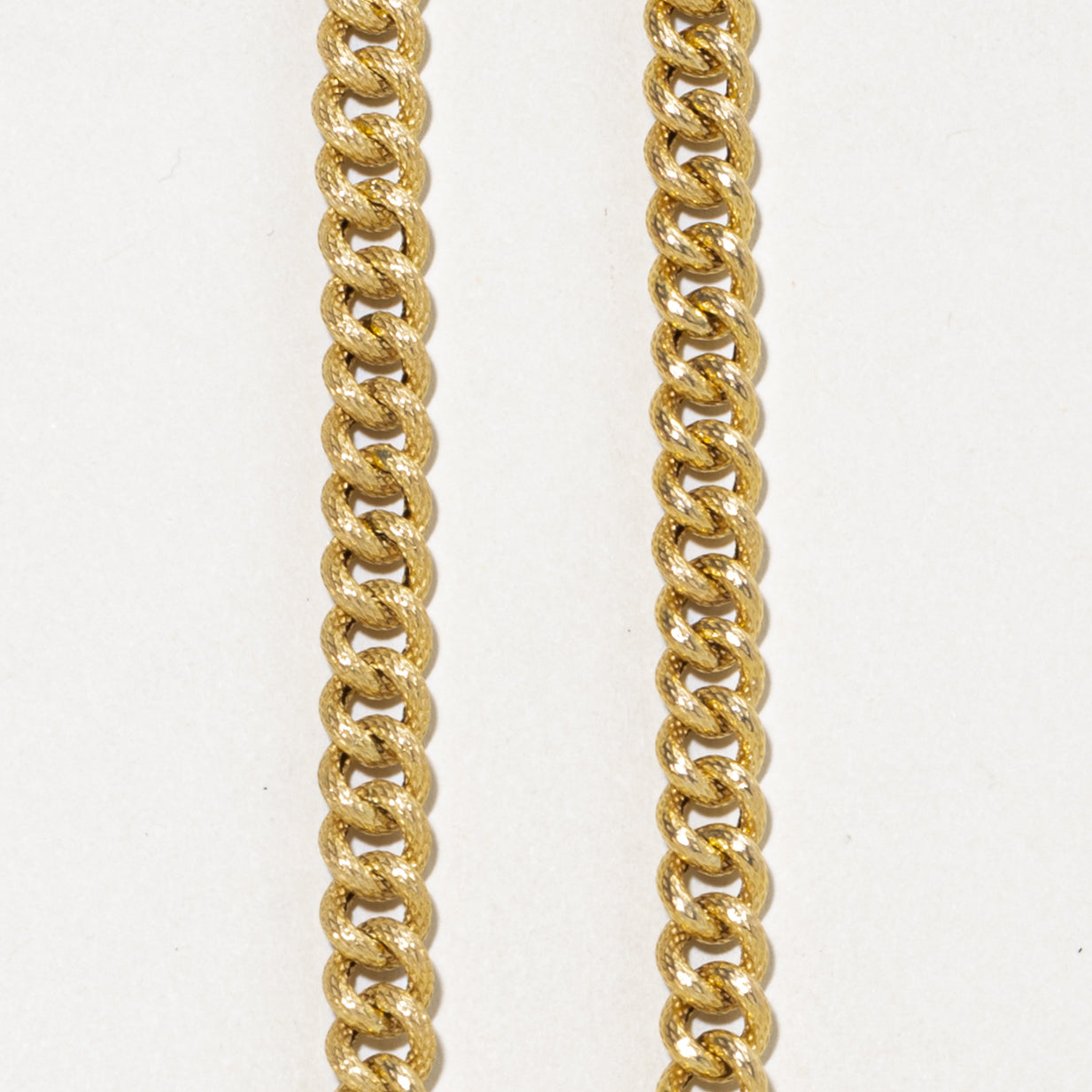 'Birks' Yellow Gold Textured Cuban Link Chain | 17.5"