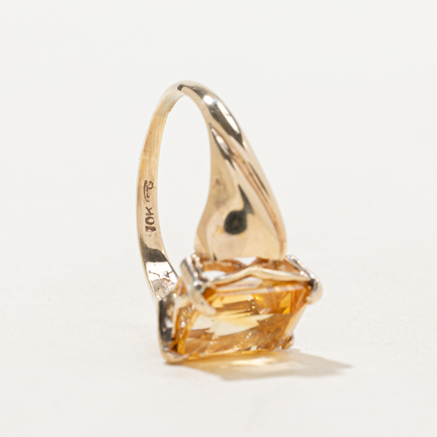 Emerald Cut Citrine Tapered Ring | 1.94ct | SZ 4.5 |