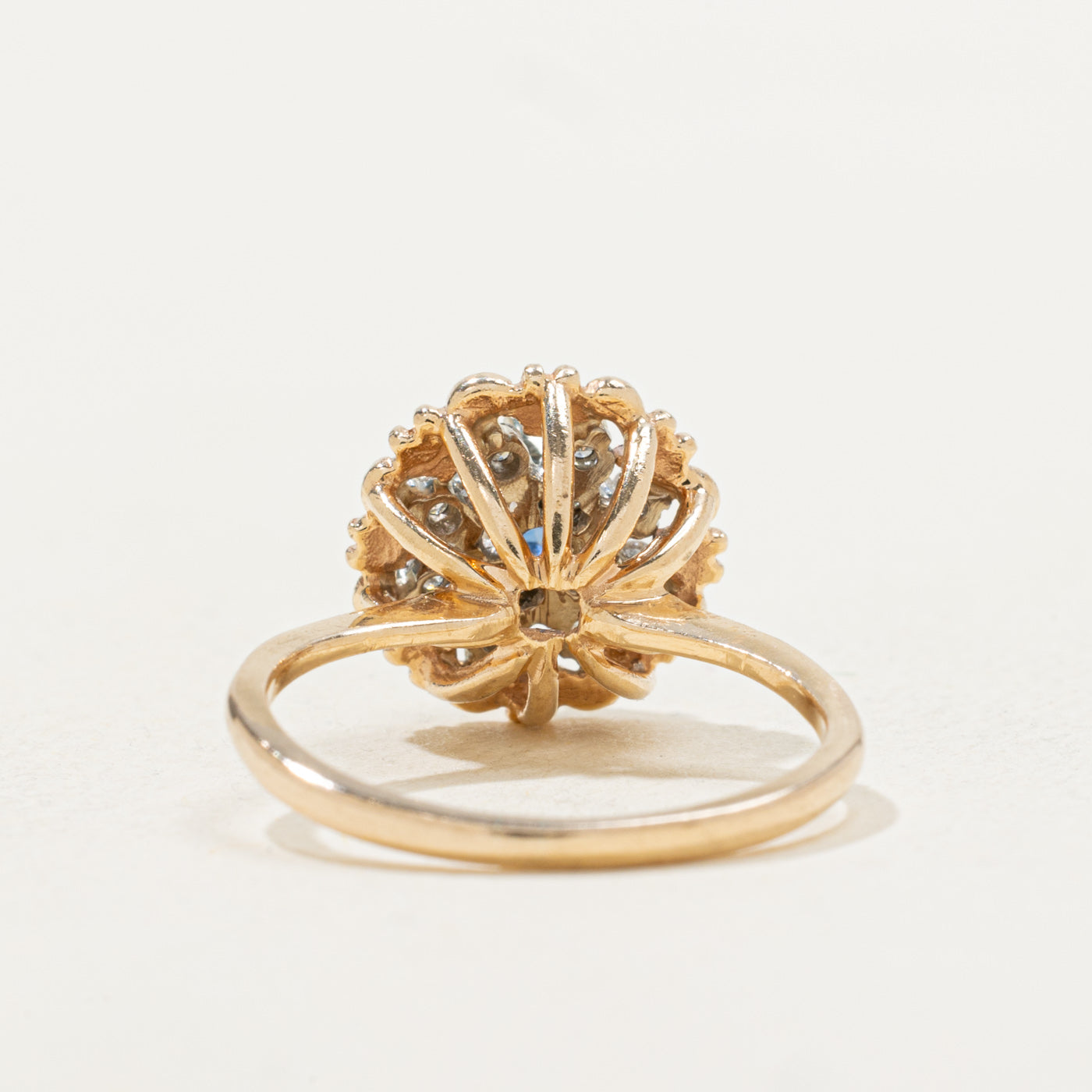 Sapphire & Diamond Petal Halo Flower Ring | 0.23ct, 0.08ctw | SZ 5.0 |