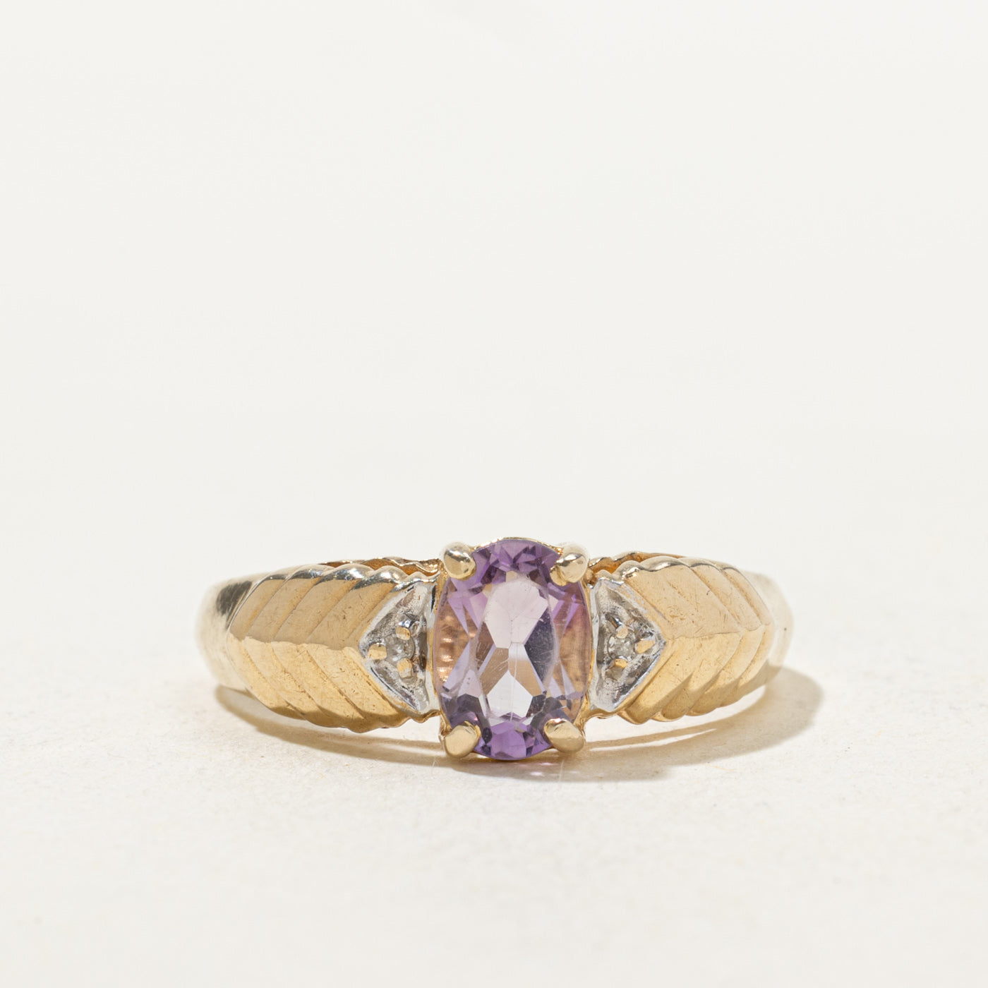 Amethyst & Diamond Fluted Ring | 0.63ct, 0.01ctw | SZ 7.5 |