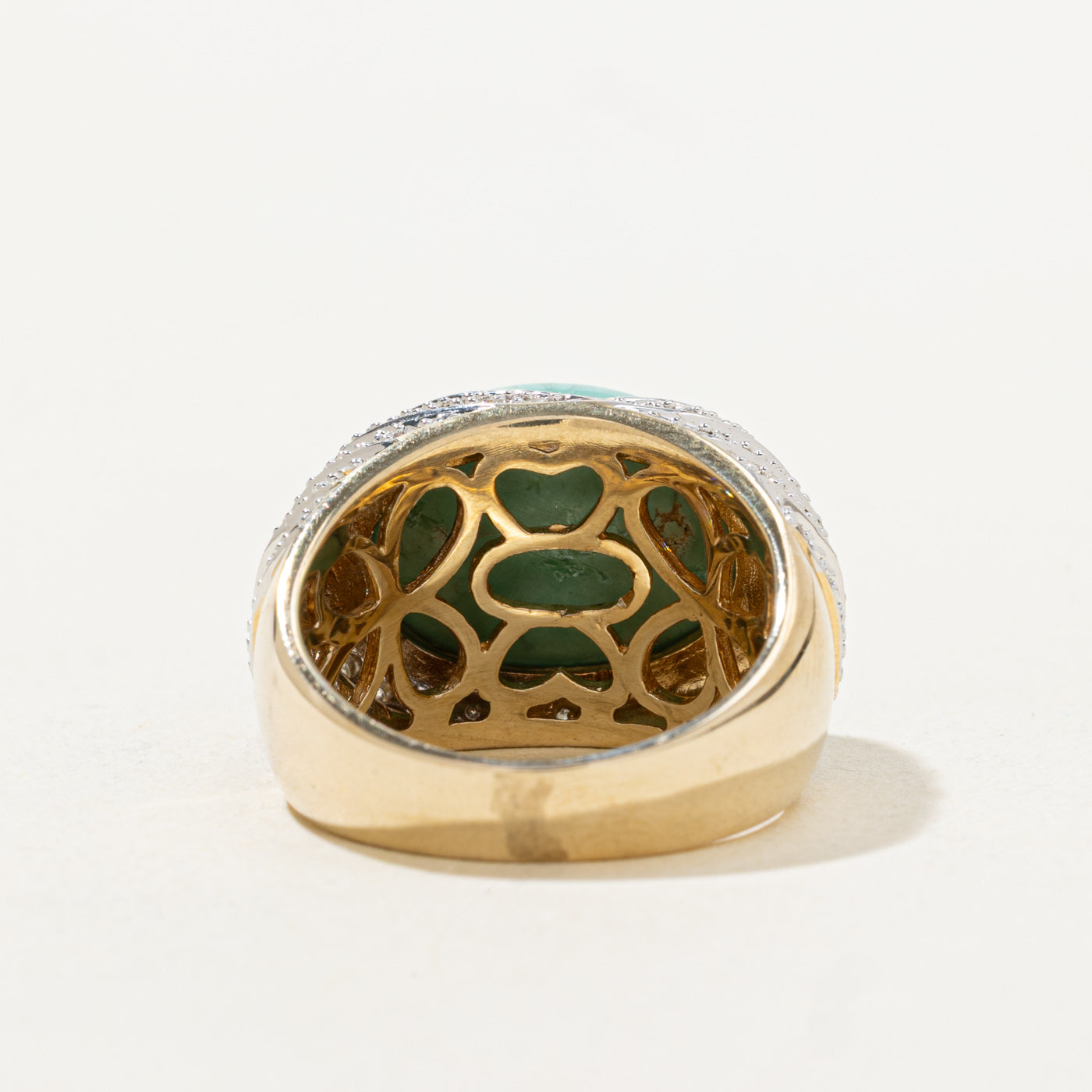 'Le Vian' Bezel Set Turquoise & Diamond Dome Cocktail Ring | 9.0ct, 0.35ctw | SZ 7.0 |