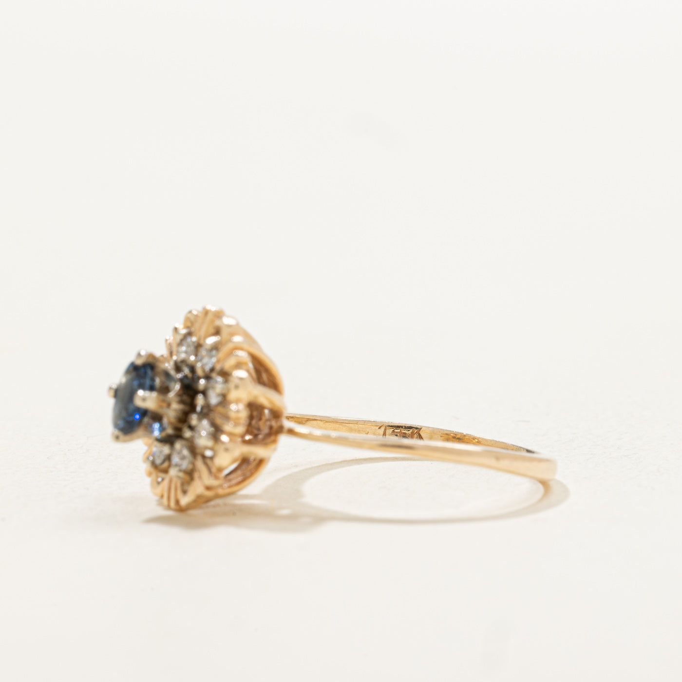 Sapphire & Diamond Petal Halo Flower Ring | 0.23ct, 0.08ctw | SZ 5.0 |