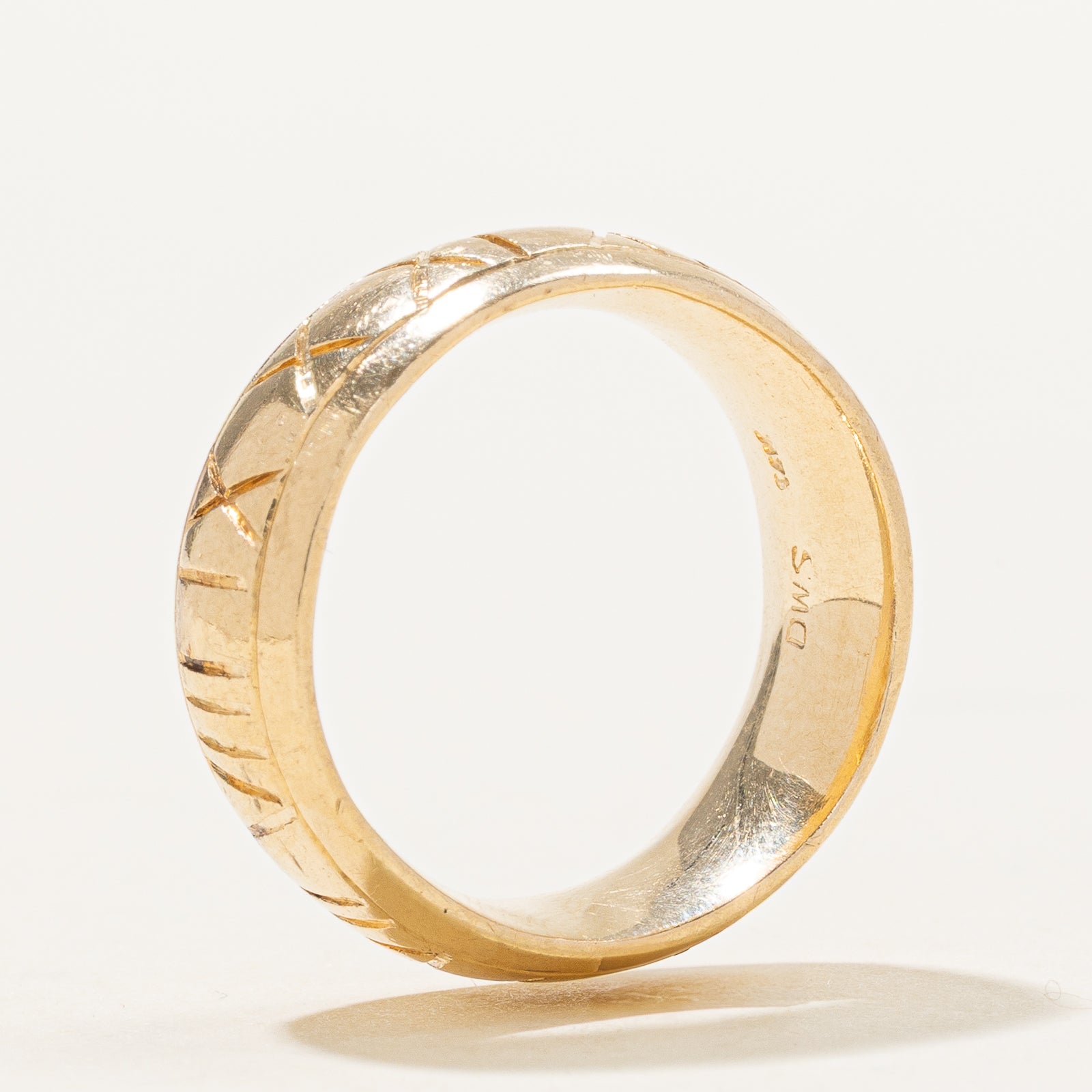 14k Yellow Gold Roman Numeral Cigar Band | SZ 5.25