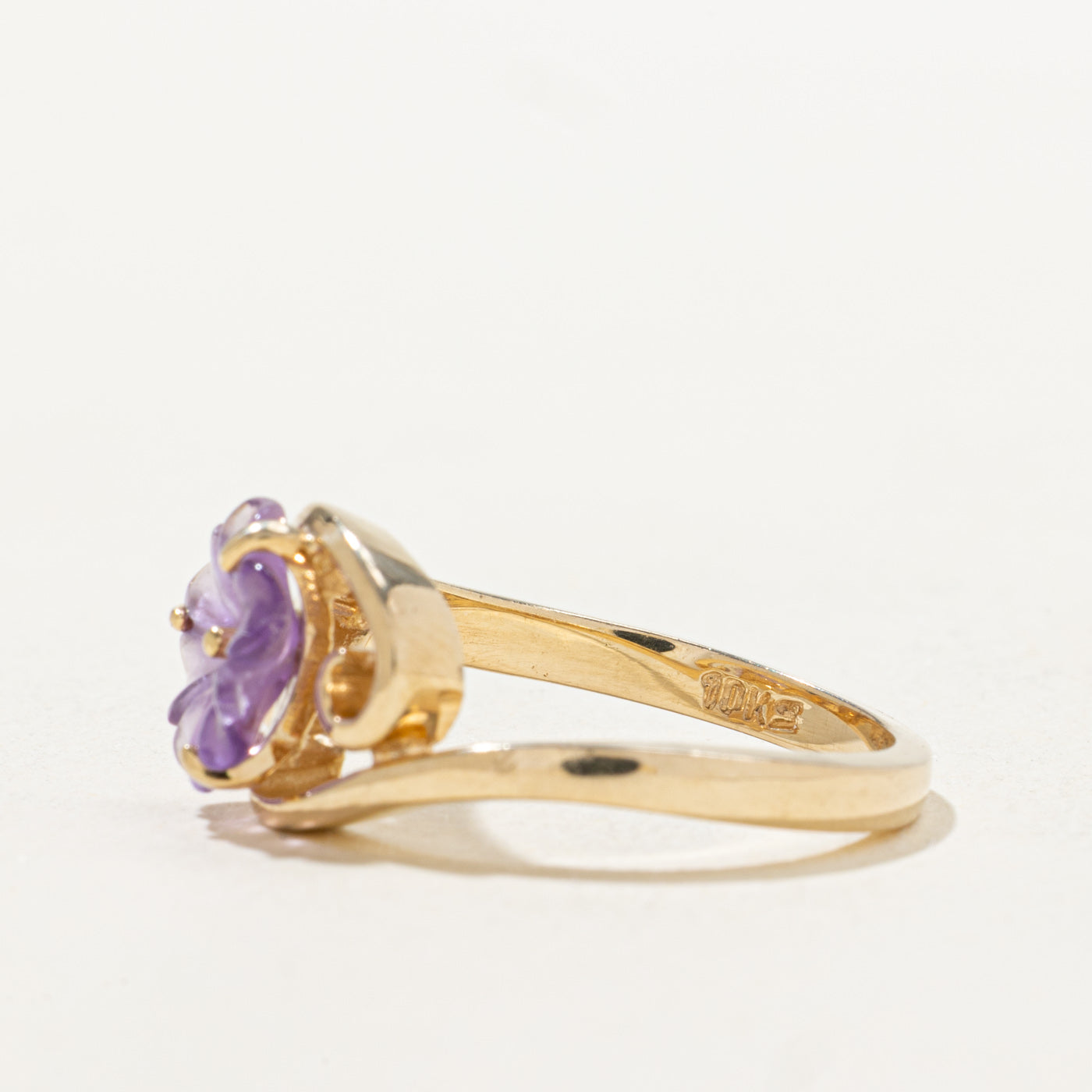 Bague florale en améthyste sculptée | 1,05 ct | Taille 6,75 |