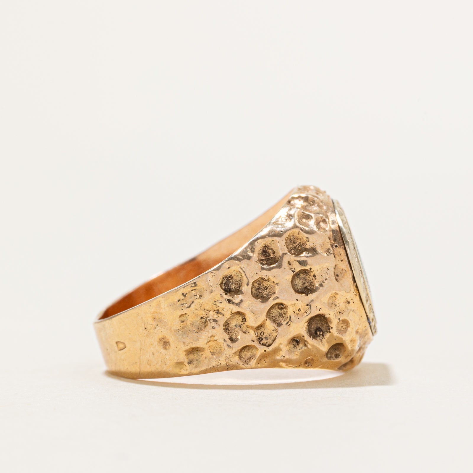 Bague chevalière en or jaune 14 carats émaillé | Taille 9,25