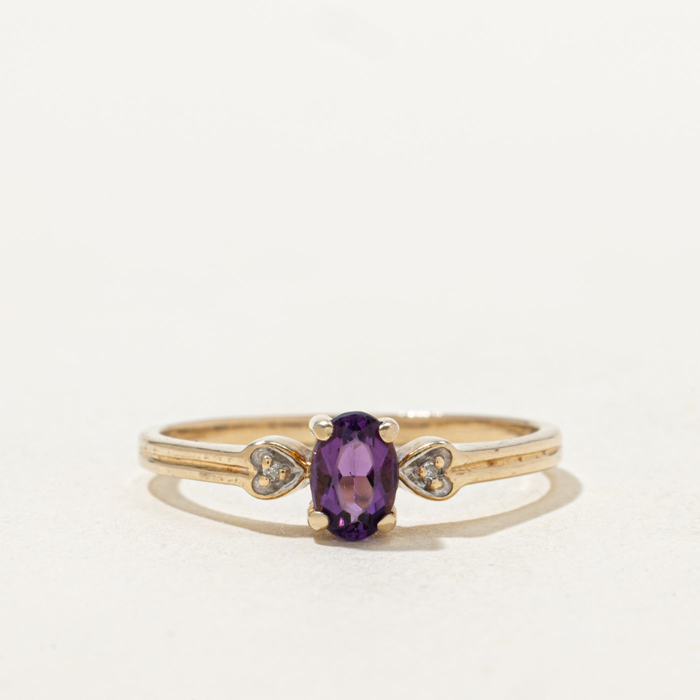 Amethyst & Diamond Heart Accent Ring | 0.34ct, 0.01ctw | SZ 7.5 |