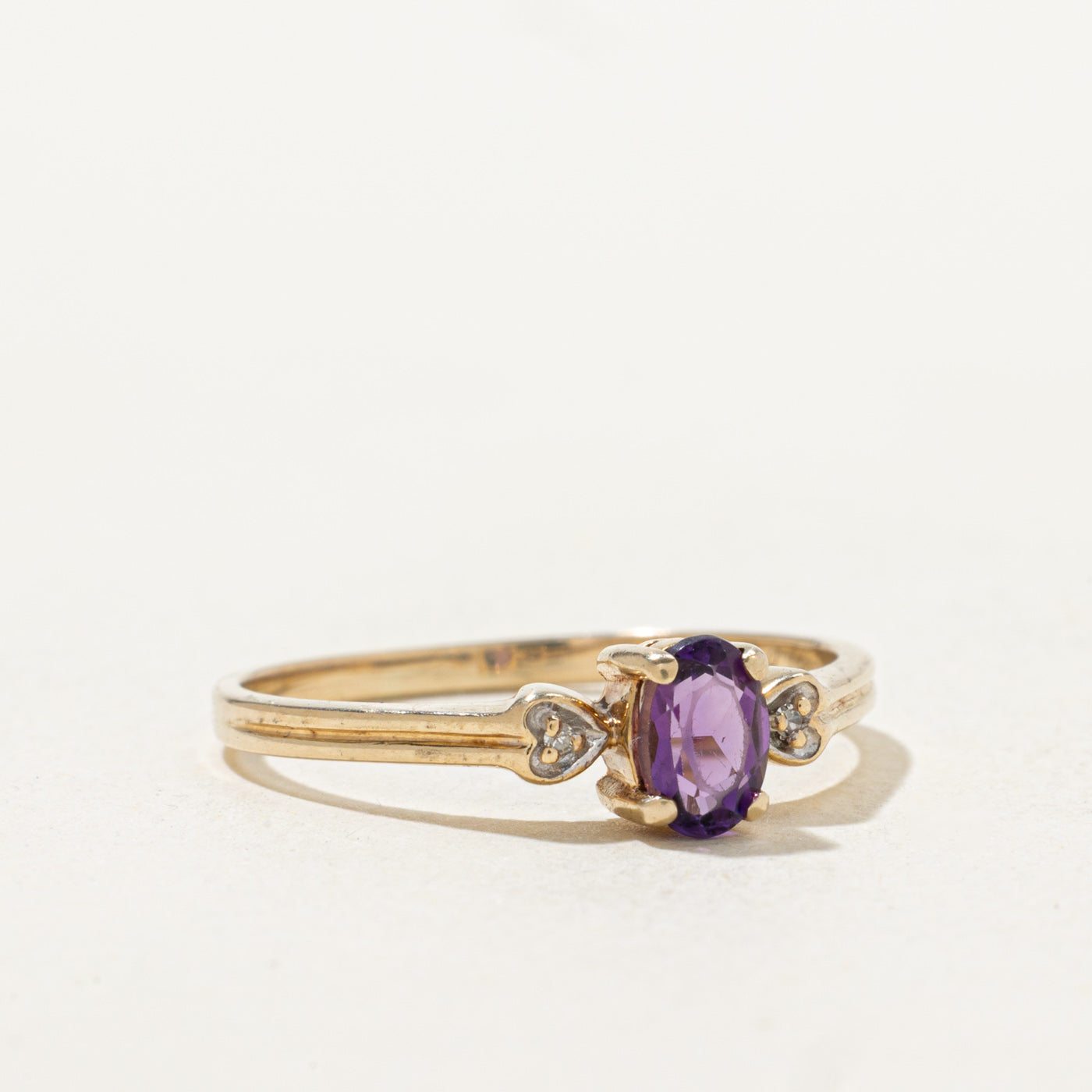 Amethyst & Diamond Heart Accent Ring | 0.34ct, 0.01ctw | SZ 7.5 |