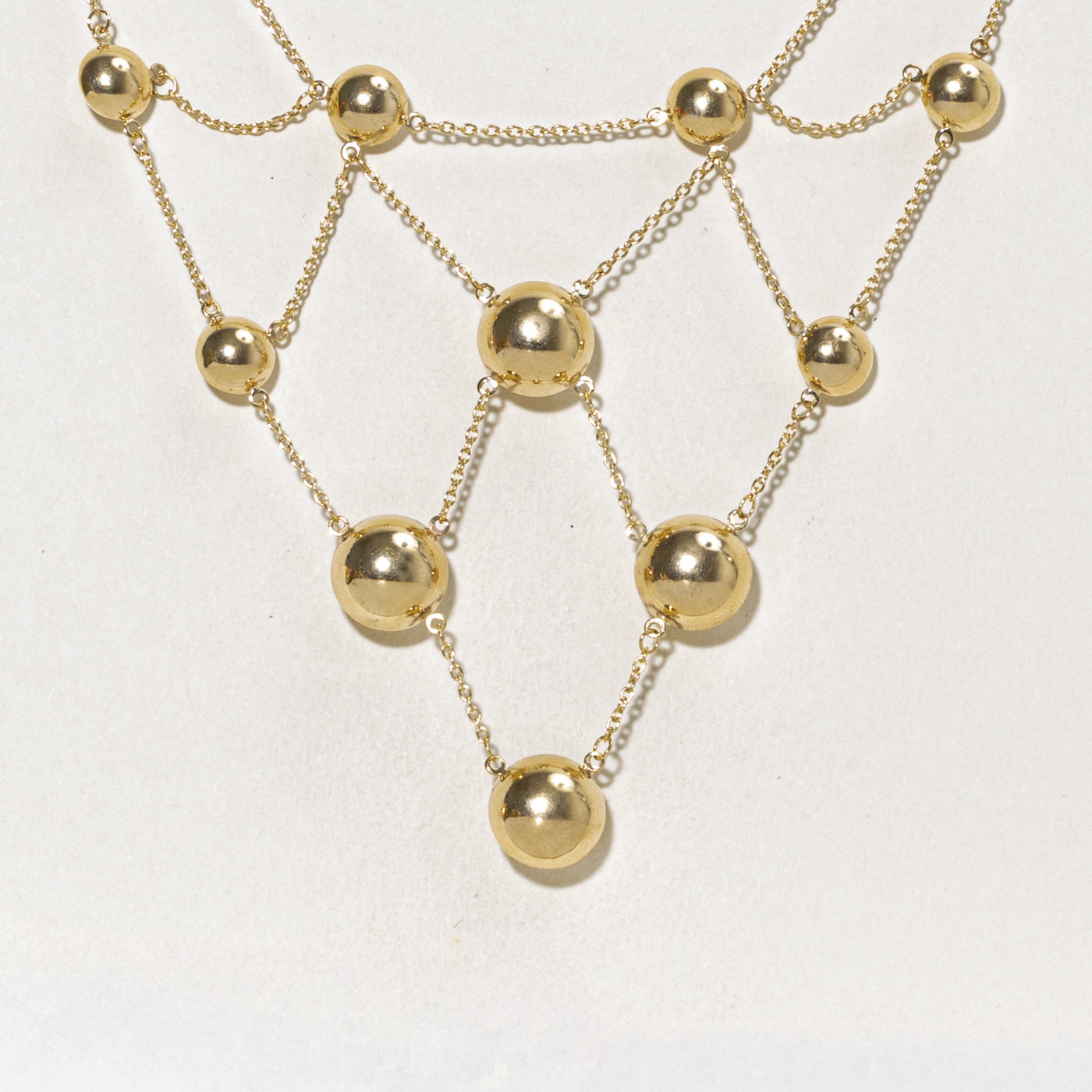 14k Yellow Gold Adjustable Geometric Bead Necklace | 17.5"
