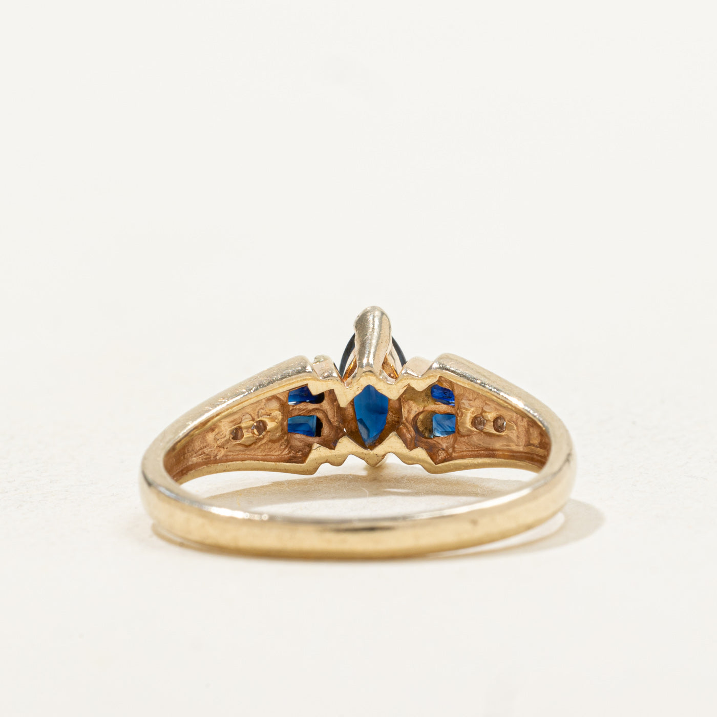 Marquise Cut Sapphire & Diamond Accented Ring | 0.46ctw, 0.04ctw | SZ 6.5 |