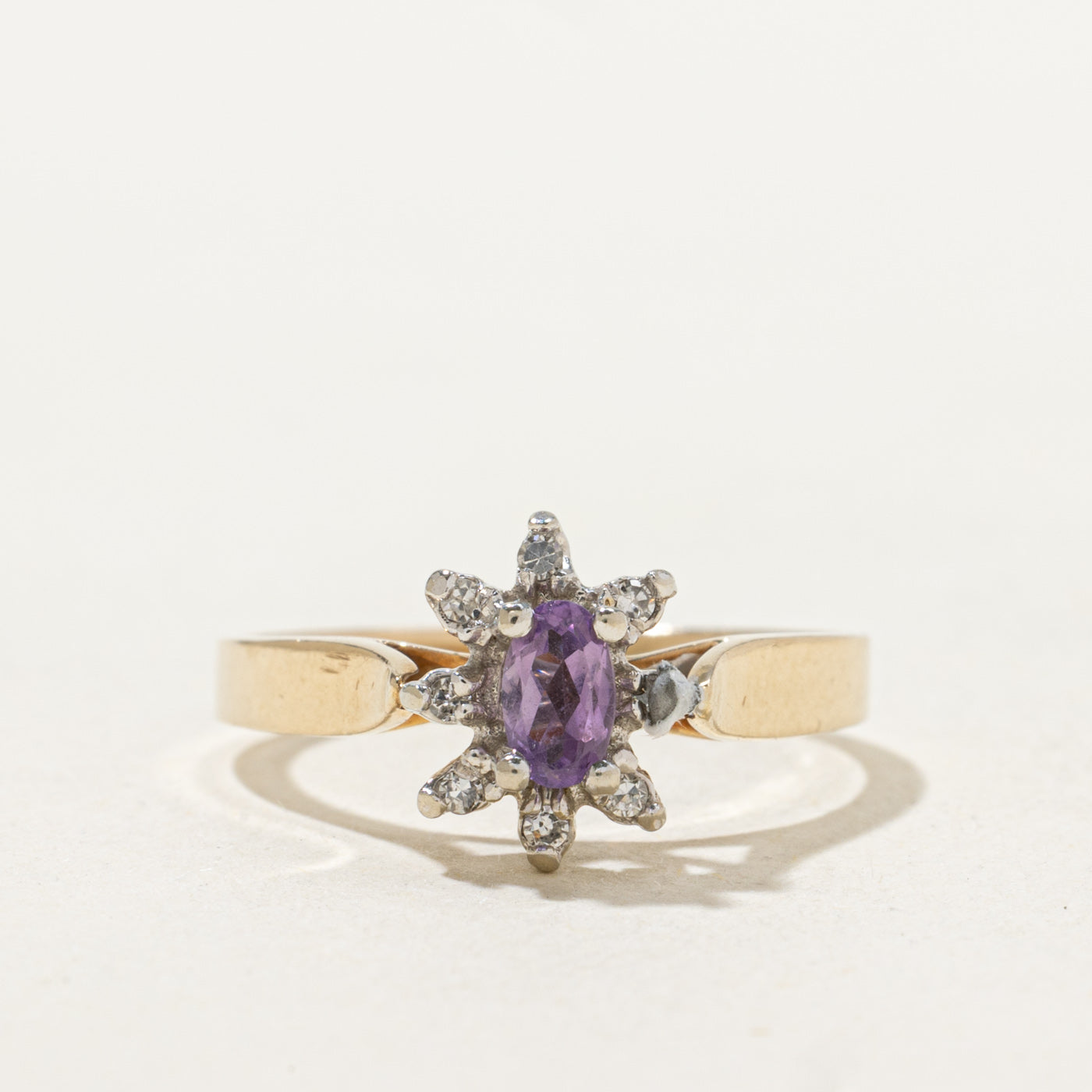 Amethyst & Diamond Petal Ring | 0.2ct, 0.04ctw | SZ 6.5 |