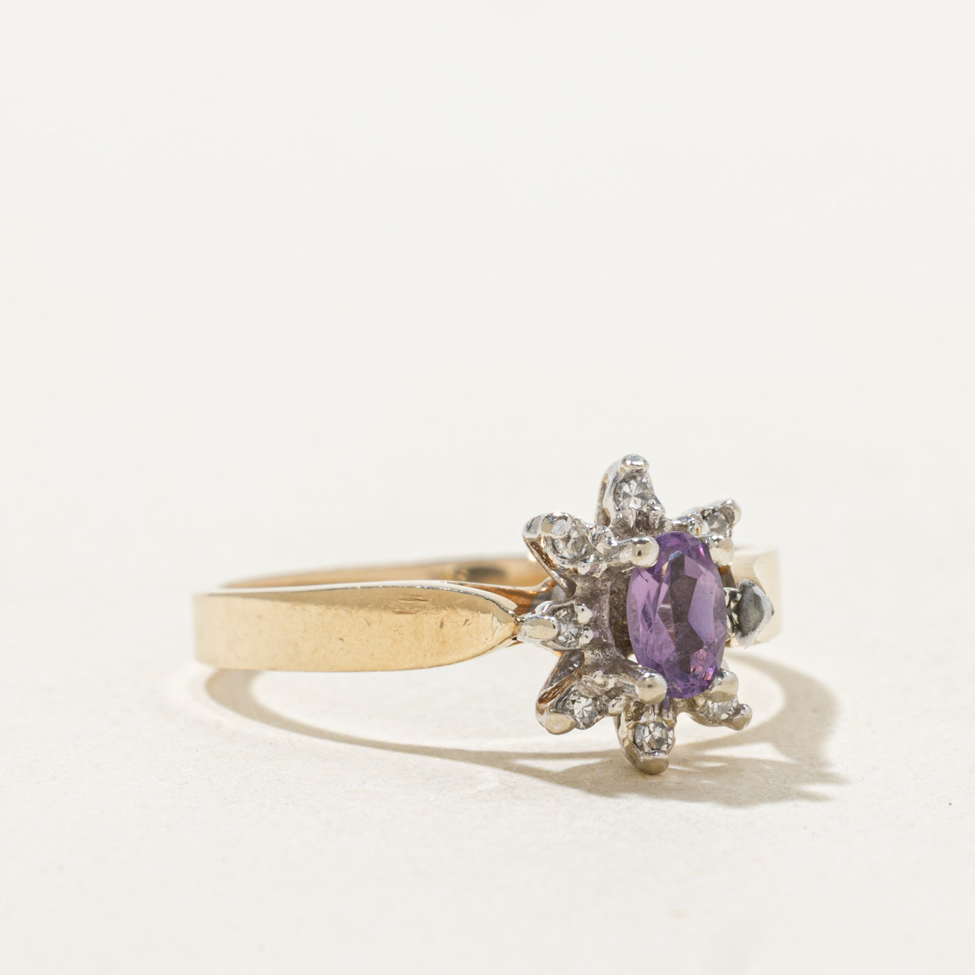 Amethyst & Diamond Petal Ring | 0.2ct, 0.04ctw | SZ 6.5 |