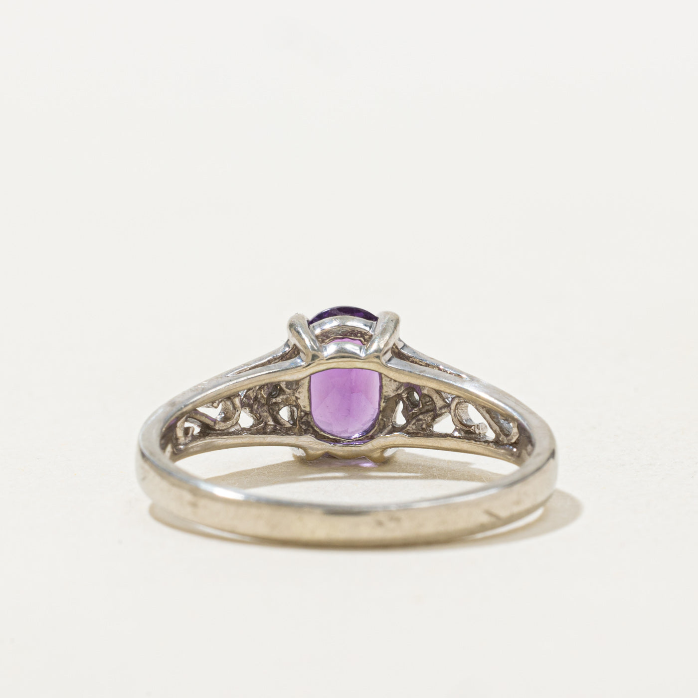 Amethyst & Diamond Scrollwork Ring | 0.6ct, 0.02ctw | SZ 5.5 |
