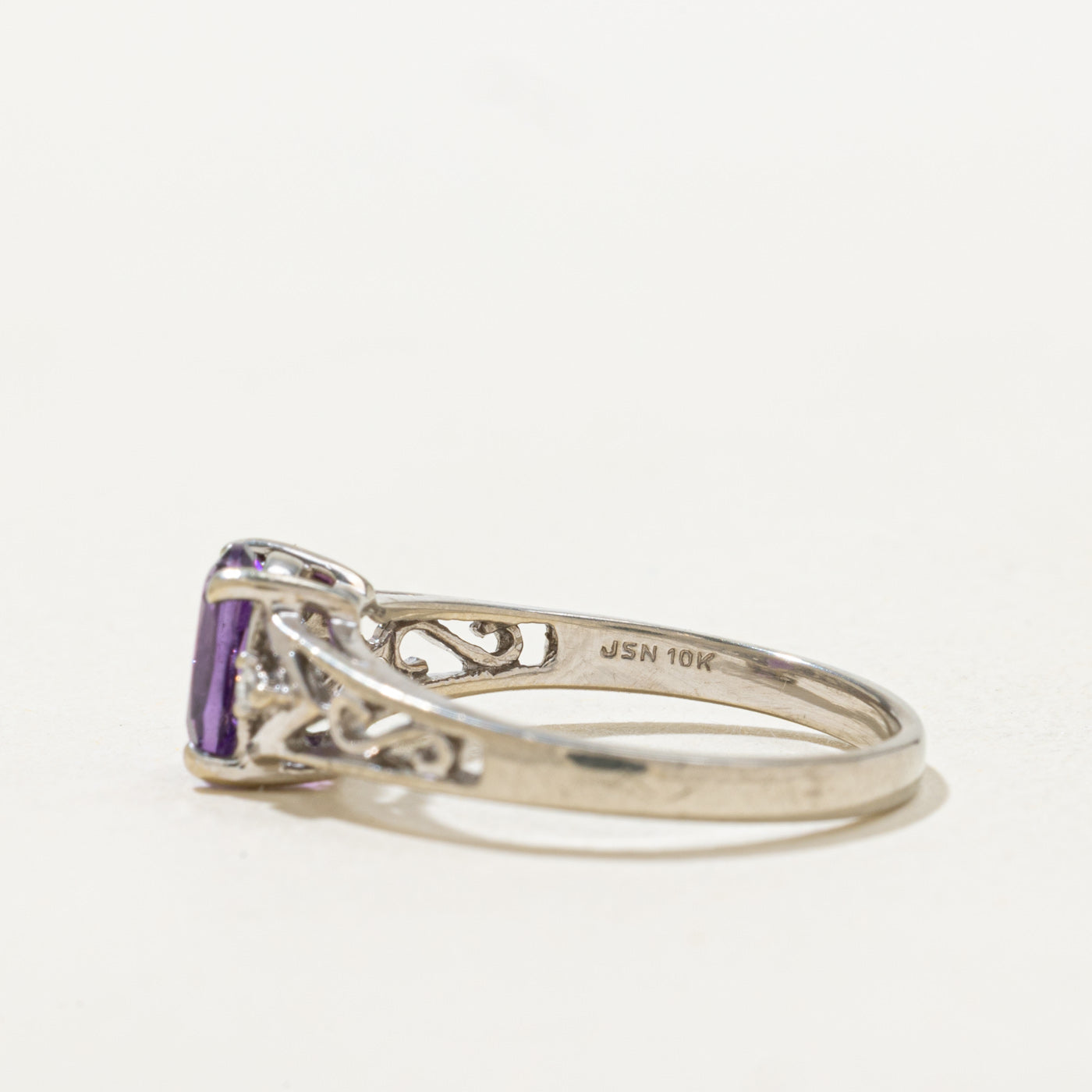 Amethyst & Diamond Scrollwork Ring | 0.6ct, 0.02ctw | SZ 5.5 |