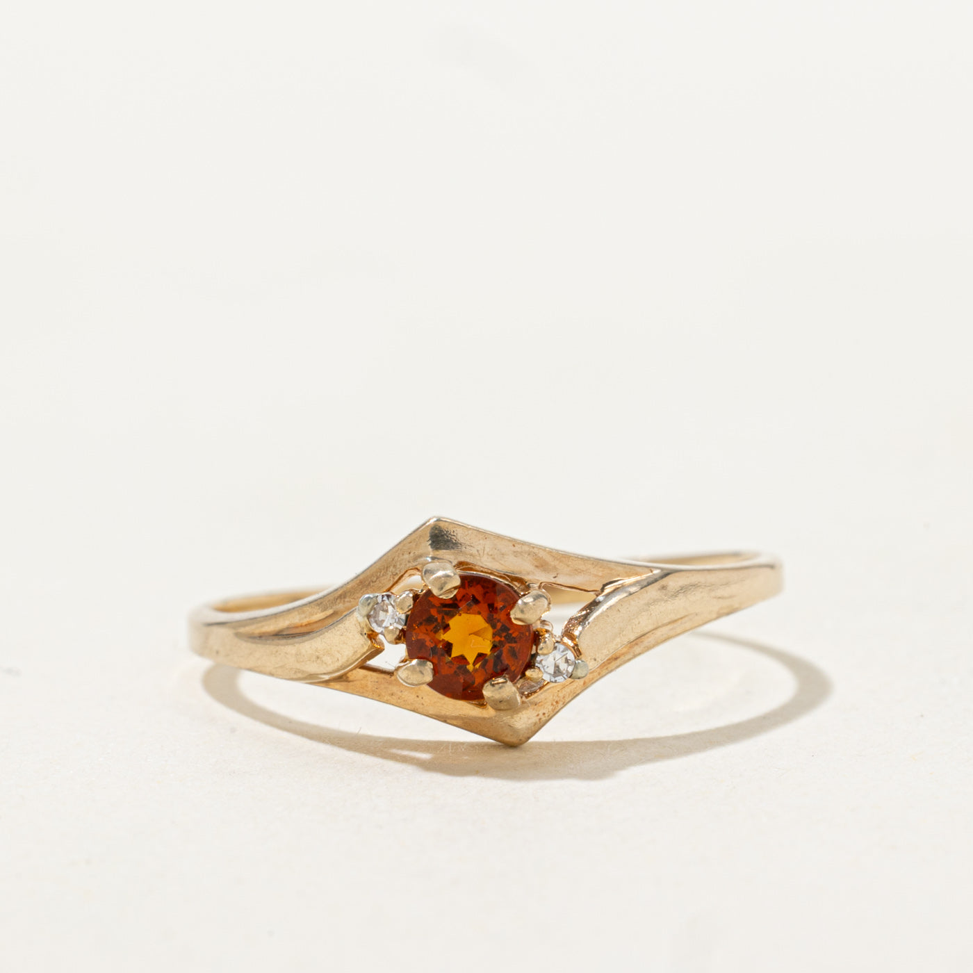 Citrine & Diamond Geometric Ring | 0.19ct, 0.01ctw | SZ 7.5 |