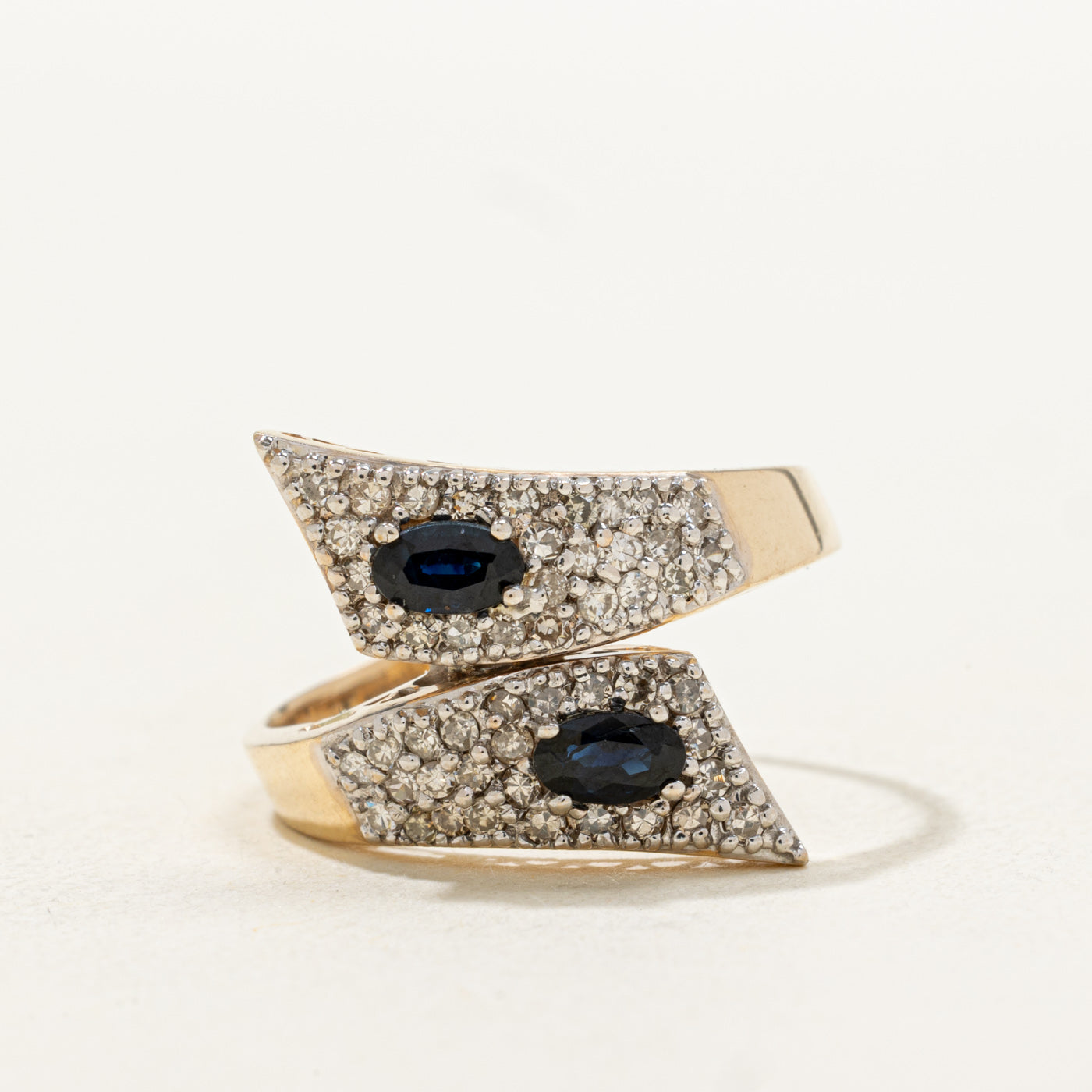 Two Stone Sapphire & Diamond Bypass Ring | 0.67ctw, 0.6ctw | SZ 10.5 |