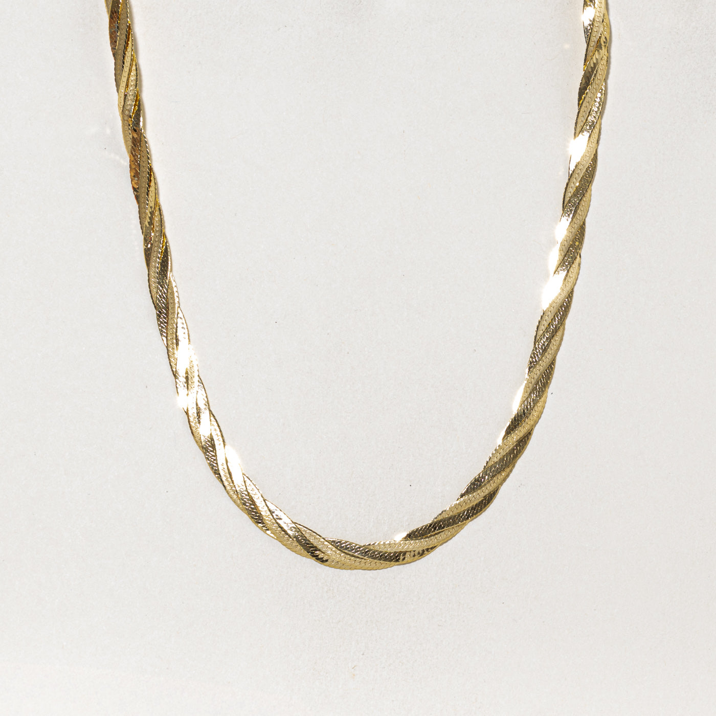 14k Yellow Gold Woven Herringbone Chain | 16"