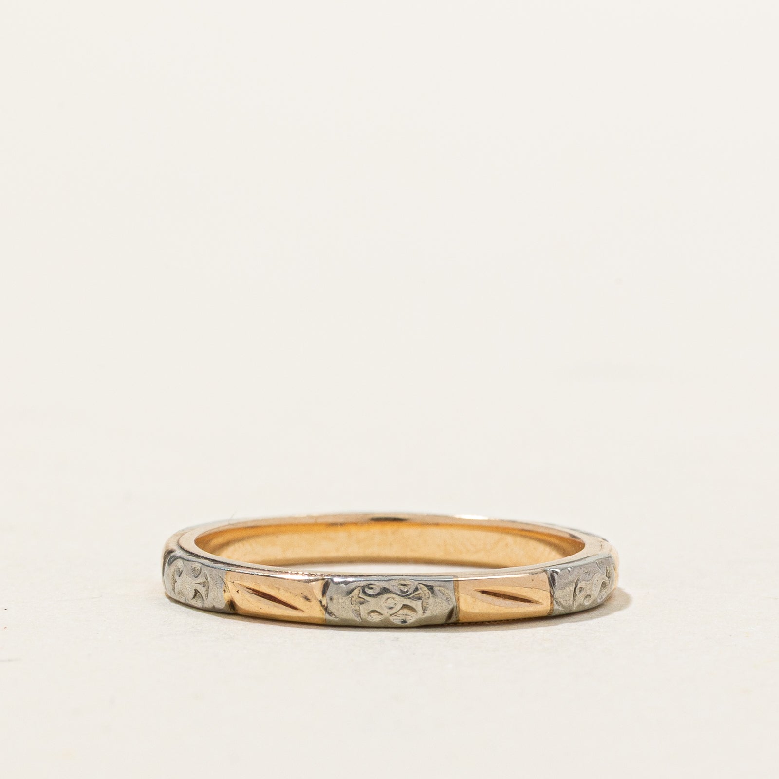 Vintage Canadian 10k Two Tone Gold Band | 2mm | SZ 4.25
