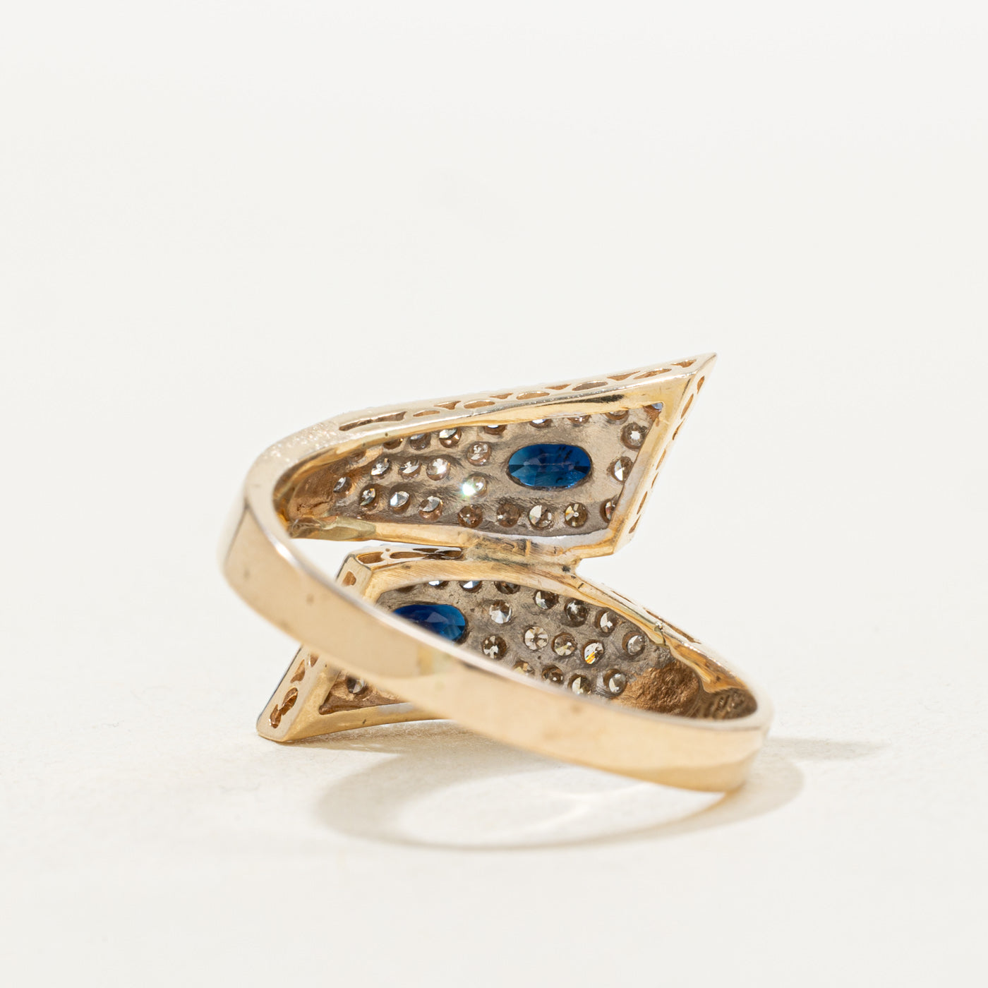 Two Stone Sapphire & Diamond Bypass Ring | 0.67ctw, 0.6ctw | SZ 10.5 |
