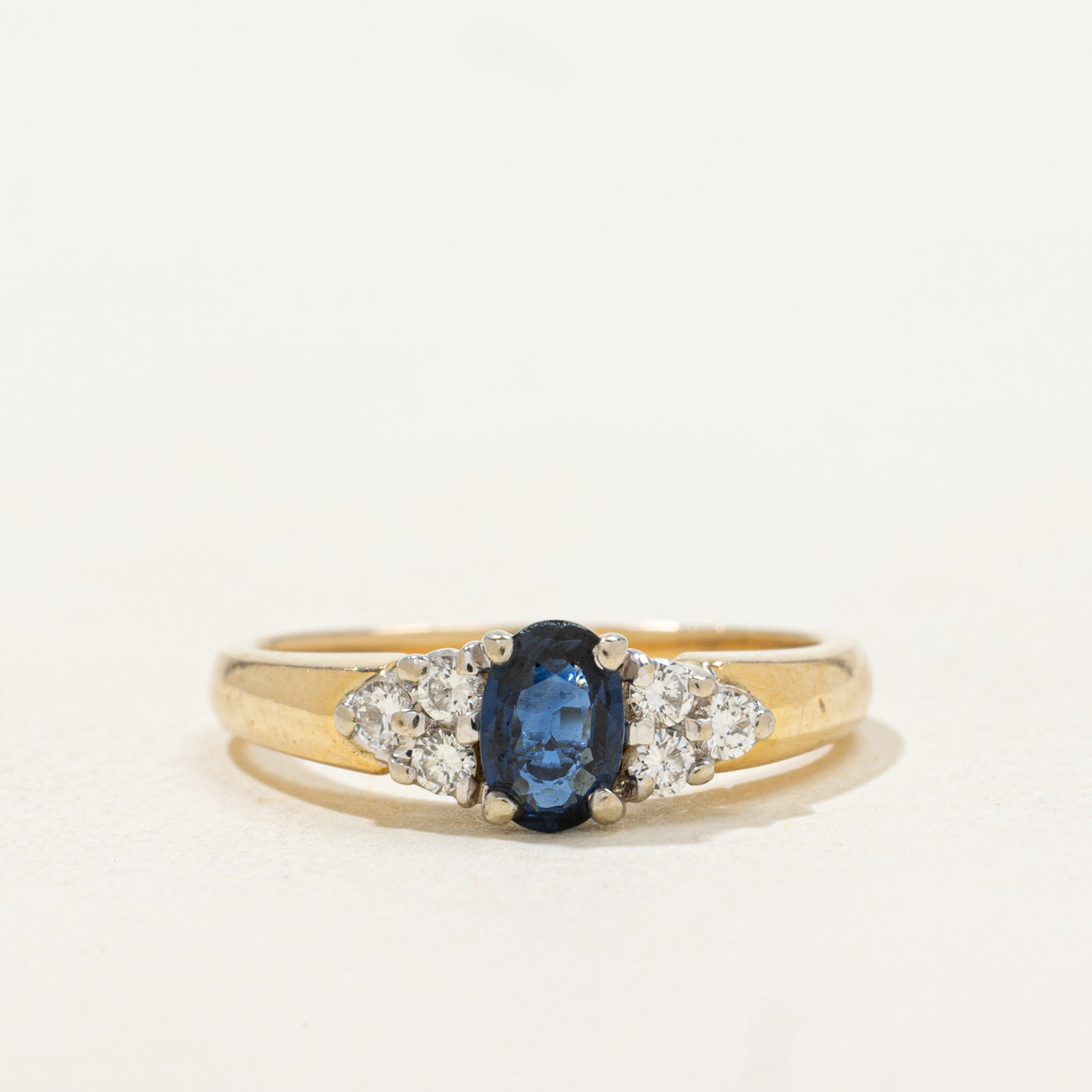 Oval Cut Sapphire & Diamond Accented Ring | 0.40ct, 0.18ctw | SZ 6.75 |