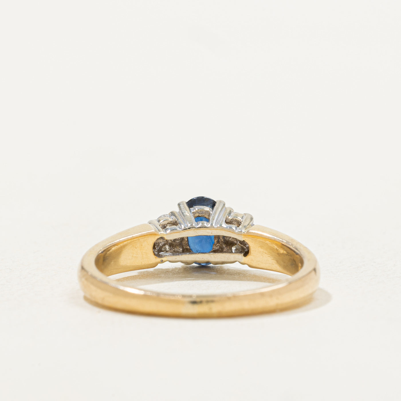 Oval Cut Sapphire & Diamond Accented Ring | 0.40ct, 0.18ctw | SZ 6.75 |