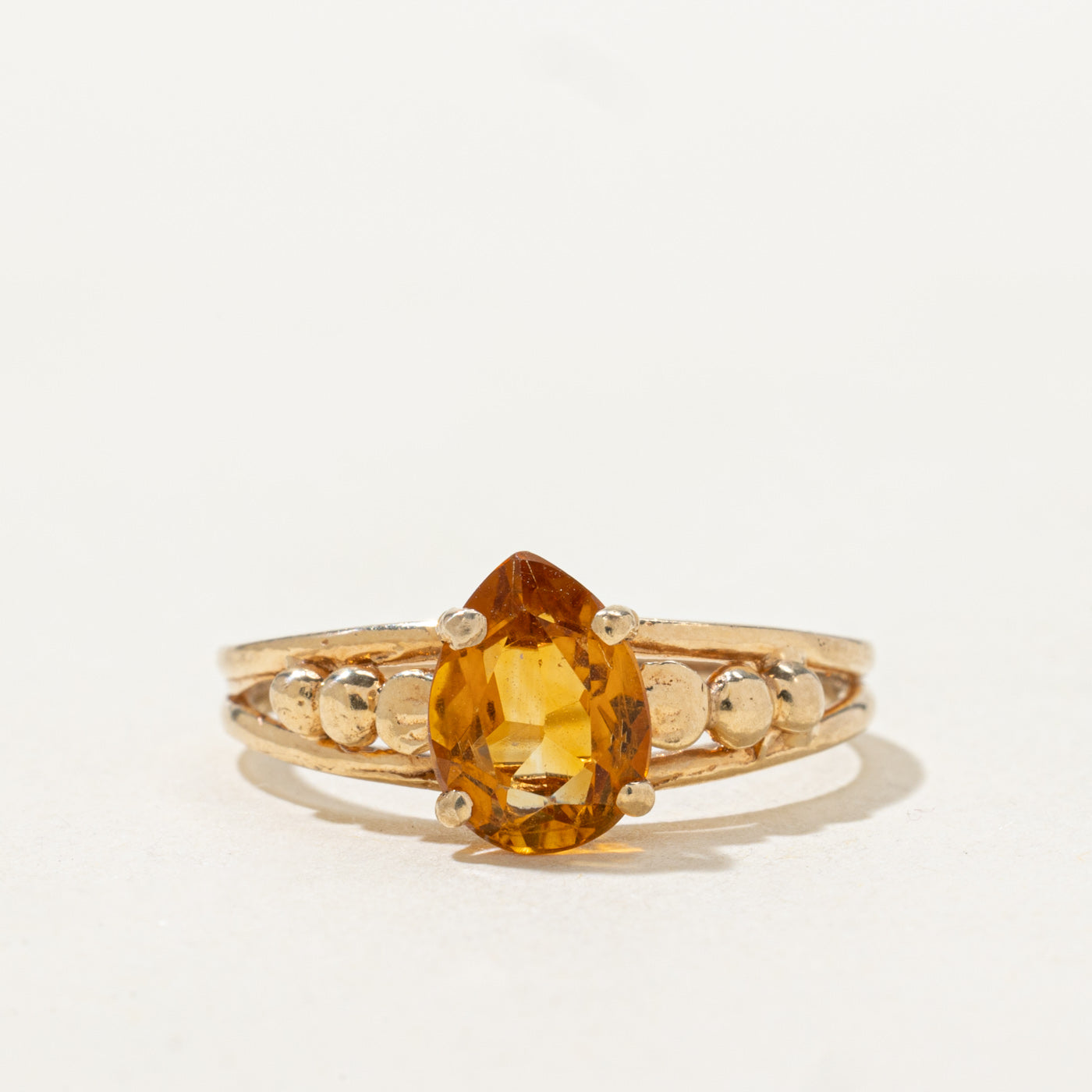 Pear Cut Citrine Split Shank Ring | SZ 6.0 |