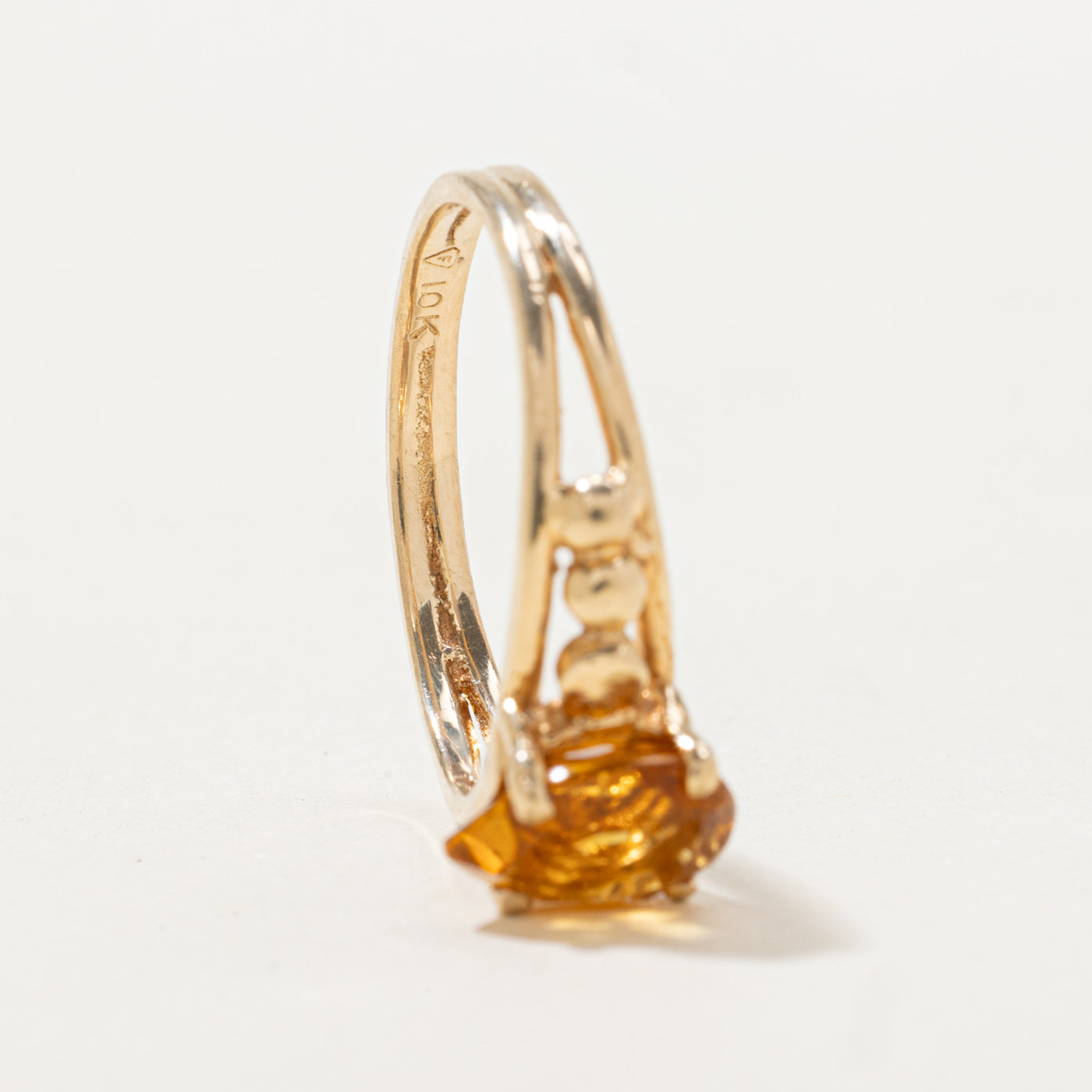 Pear Cut Citrine Split Shank Ring | SZ 6.0 |