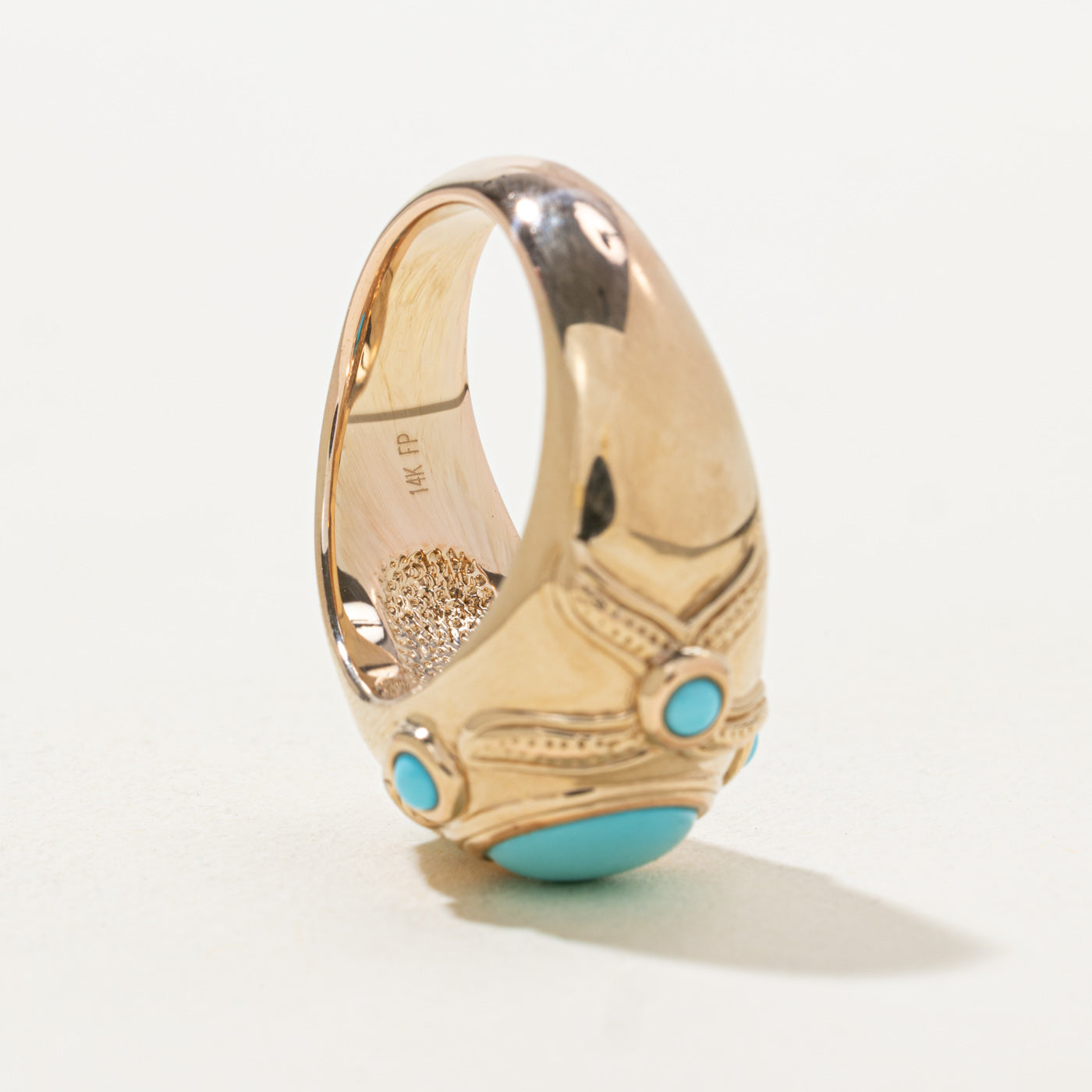 Bezel Set Turquoise Textured Cocktail Ring | 1.92ctw | SZ 10.25 |