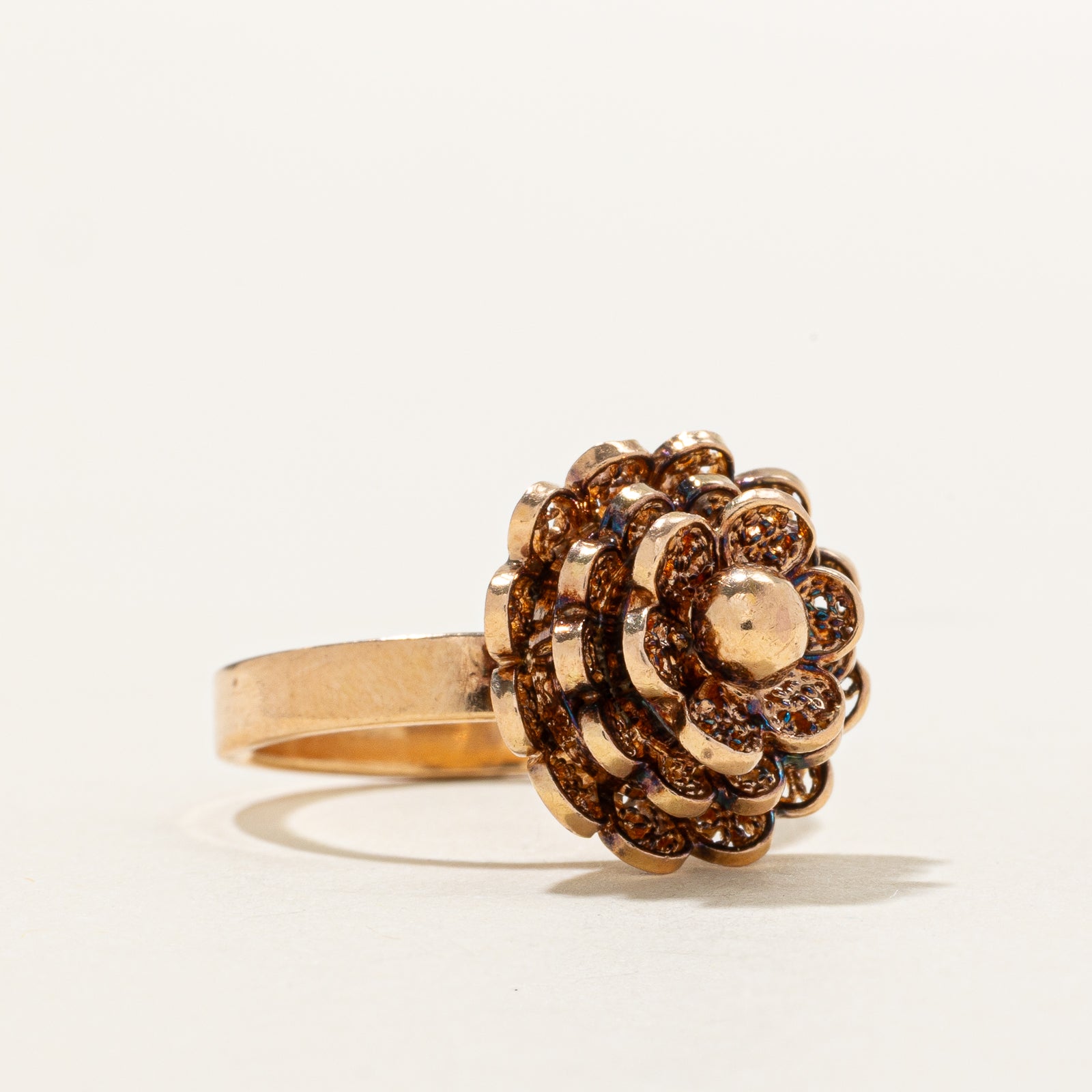 18k Rose Gold Zinnia Flower Openwork Ring | SZ 5.25