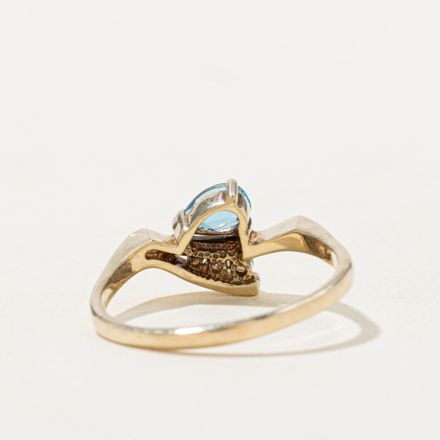 Pear Cut Blue Topaz & Diamond Bypass Ring | 0.45ct, 0.04ctw | SZ 9.0 |