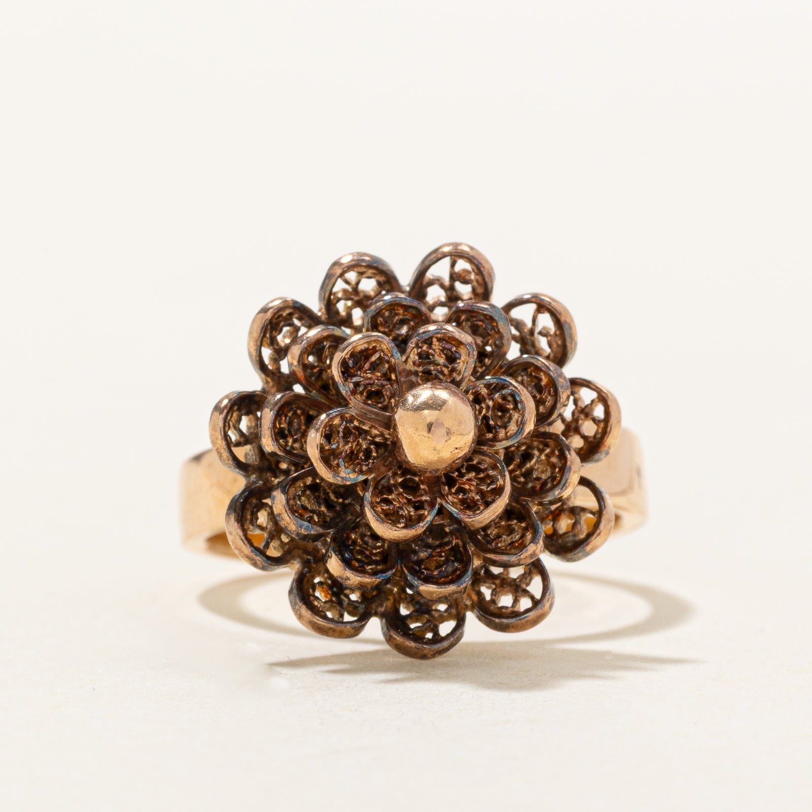 18k Rose Gold Zinnia Flower Openwork Ring | SZ 6