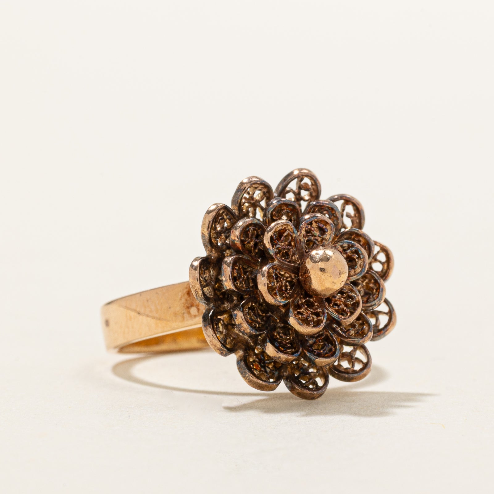 18k Rose Gold Zinnia Flower Openwork Ring | SZ 6