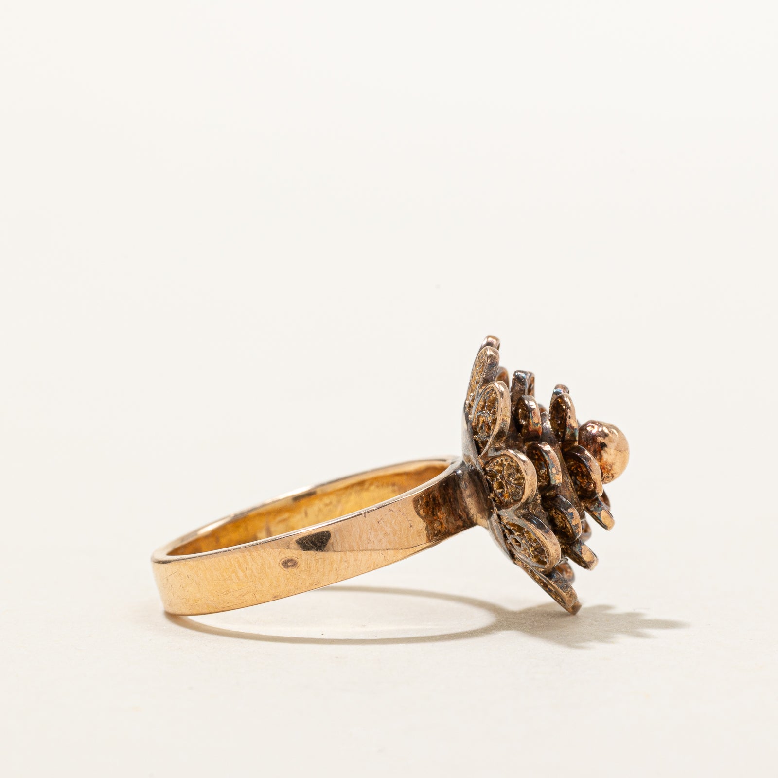18k Rose Gold Zinnia Flower Openwork Ring | SZ 6