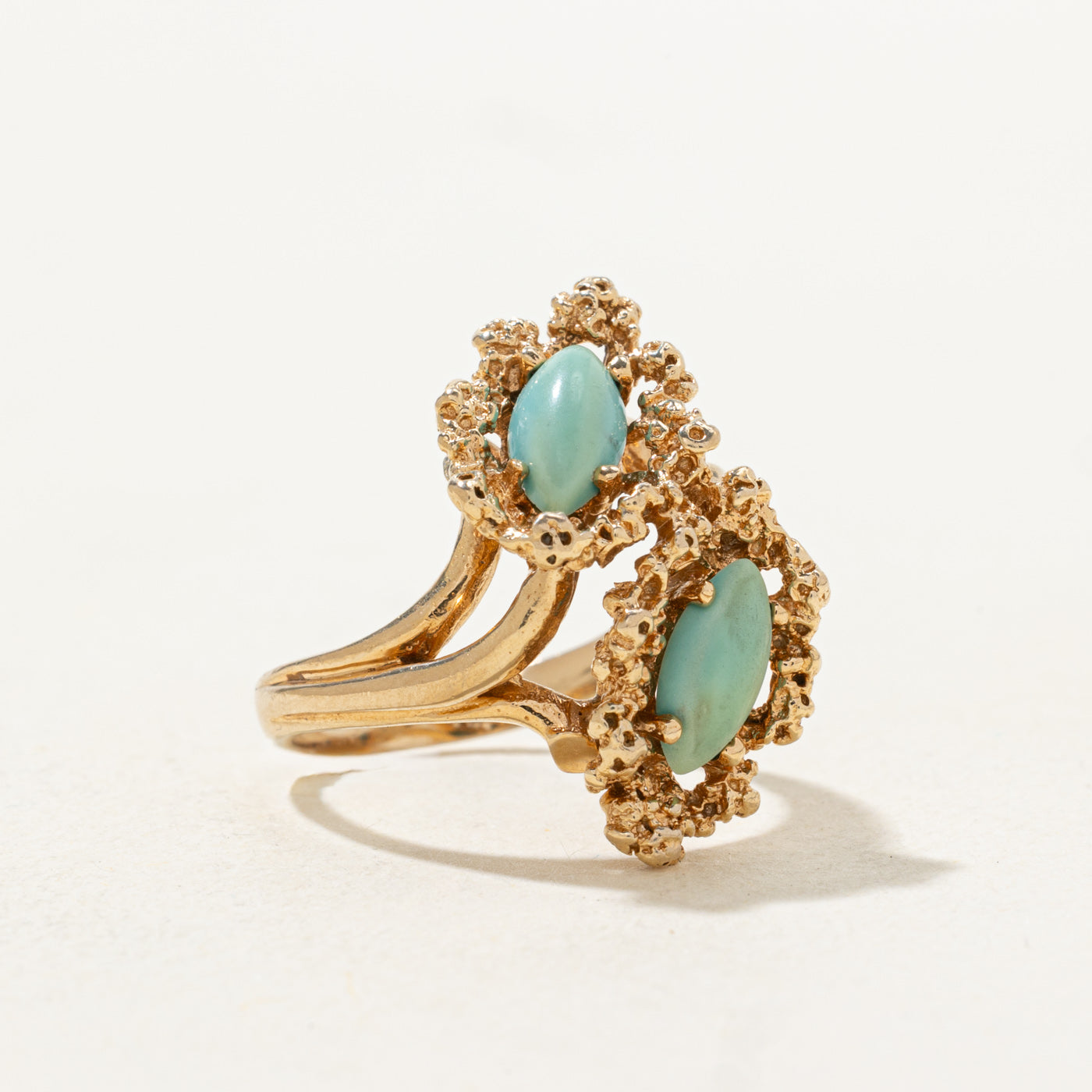 Two Stone Turquoise Nuggety Ring | 1.0ctw | SZ 5.0 |