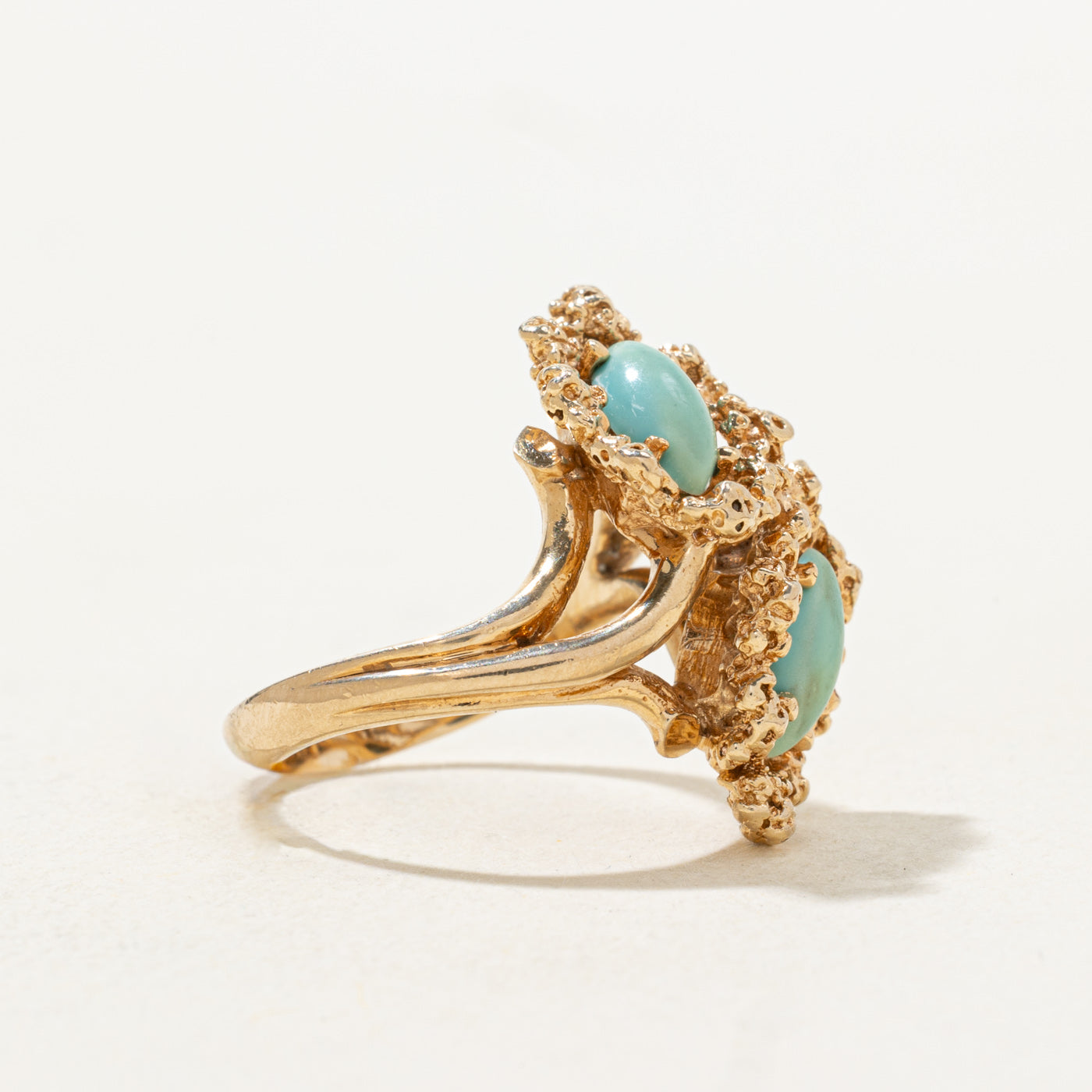 Two Stone Turquoise Nuggety Ring | 1.0ctw | SZ 5.0 |